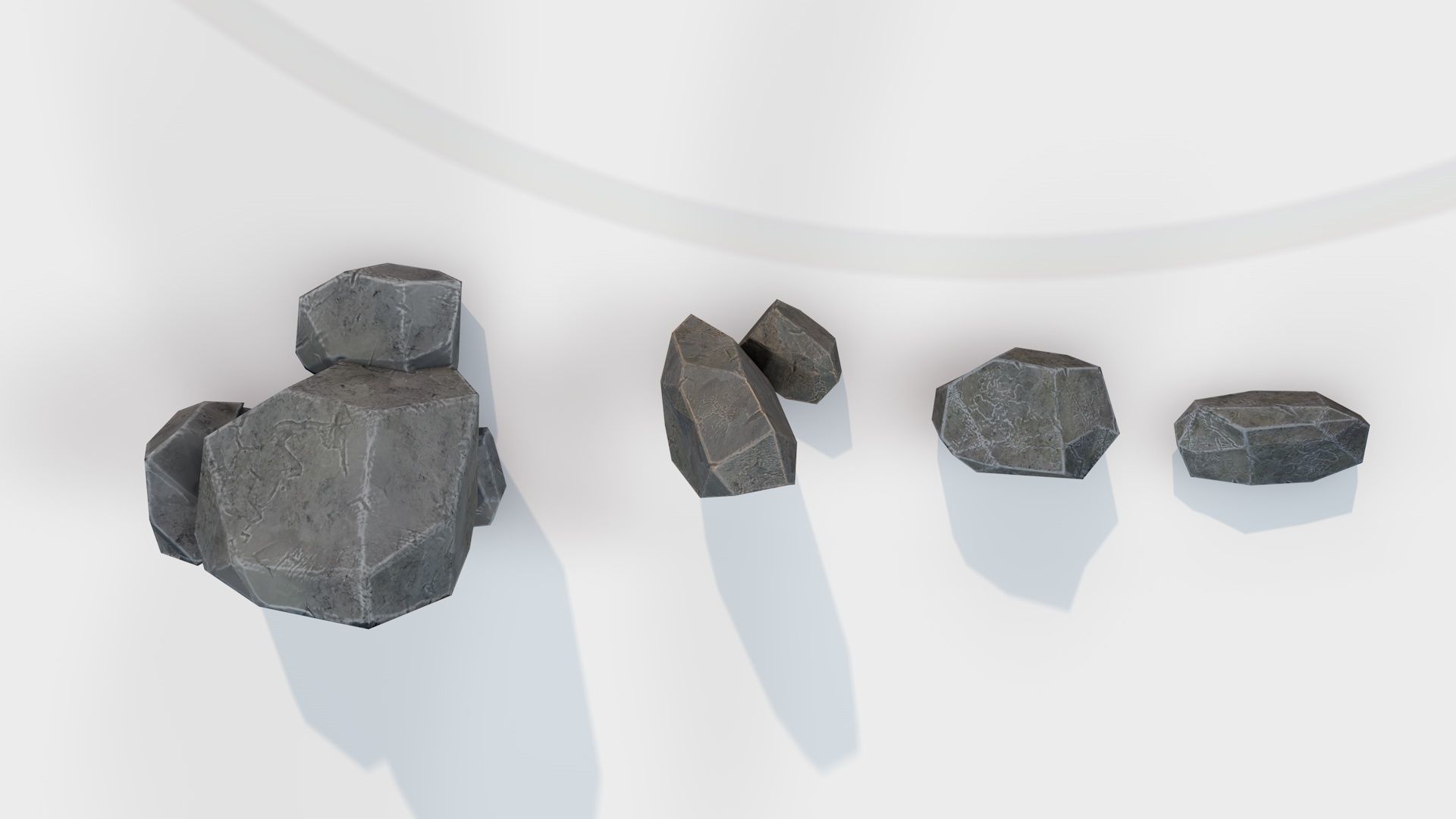 Assets Pack of Stones game ready Low-poly 3D model_4