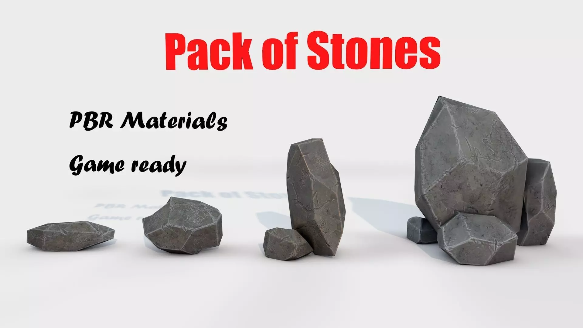 Assets Pack of Stones game ready Low-poly 3D model_0