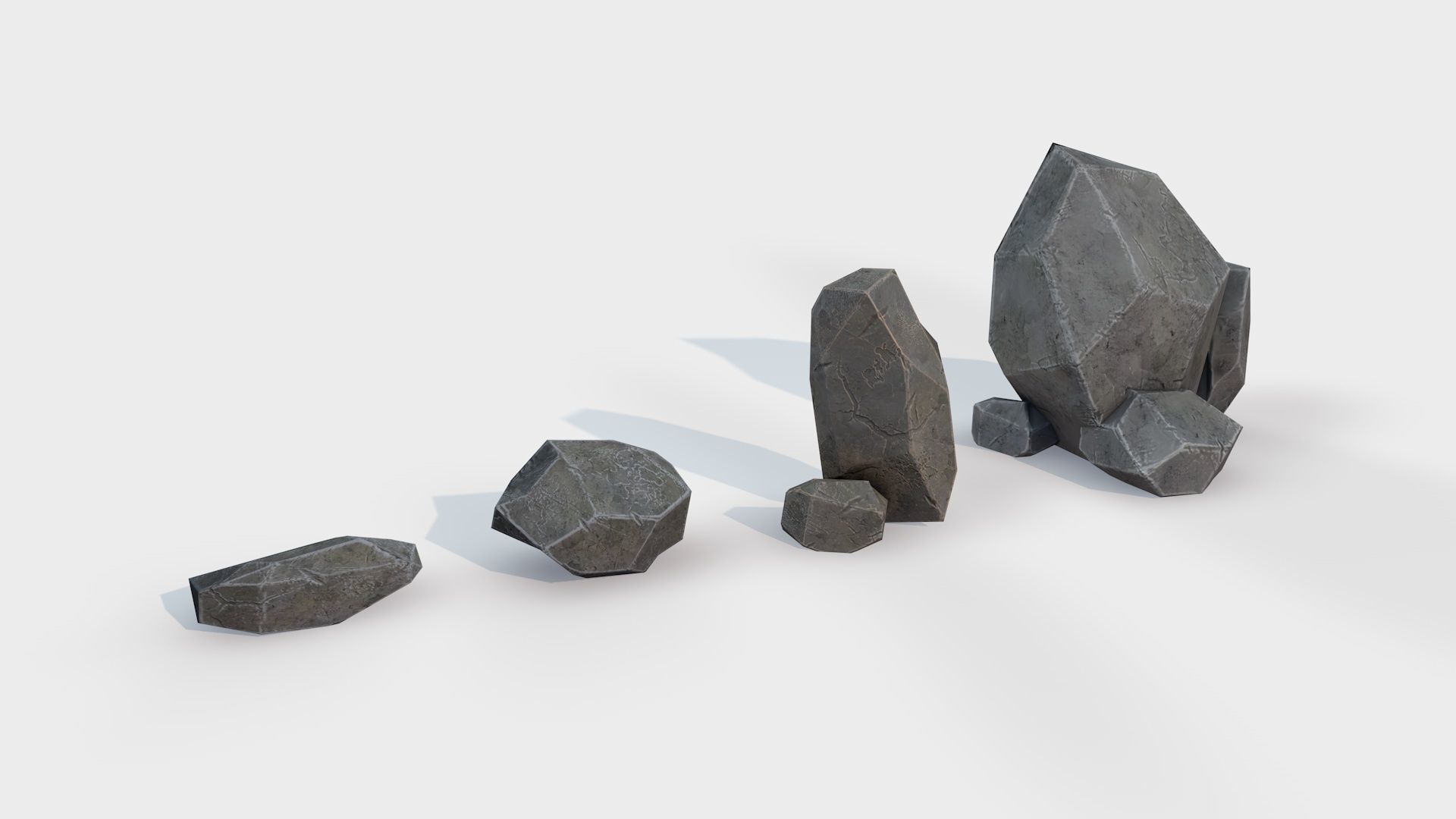Assets Pack of Stones game ready Low-poly 3D model_10