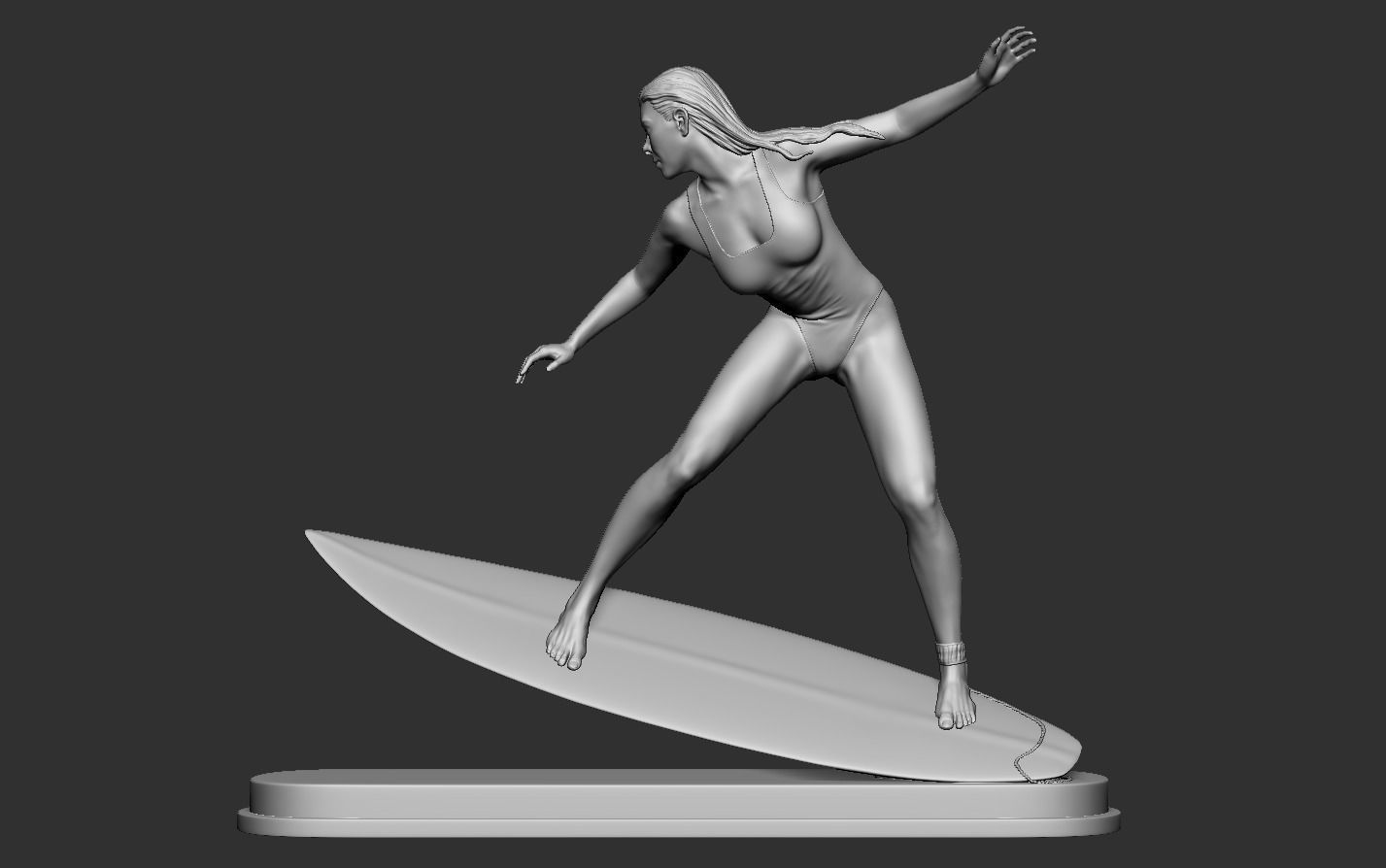 Woman Surf 3D print model_14