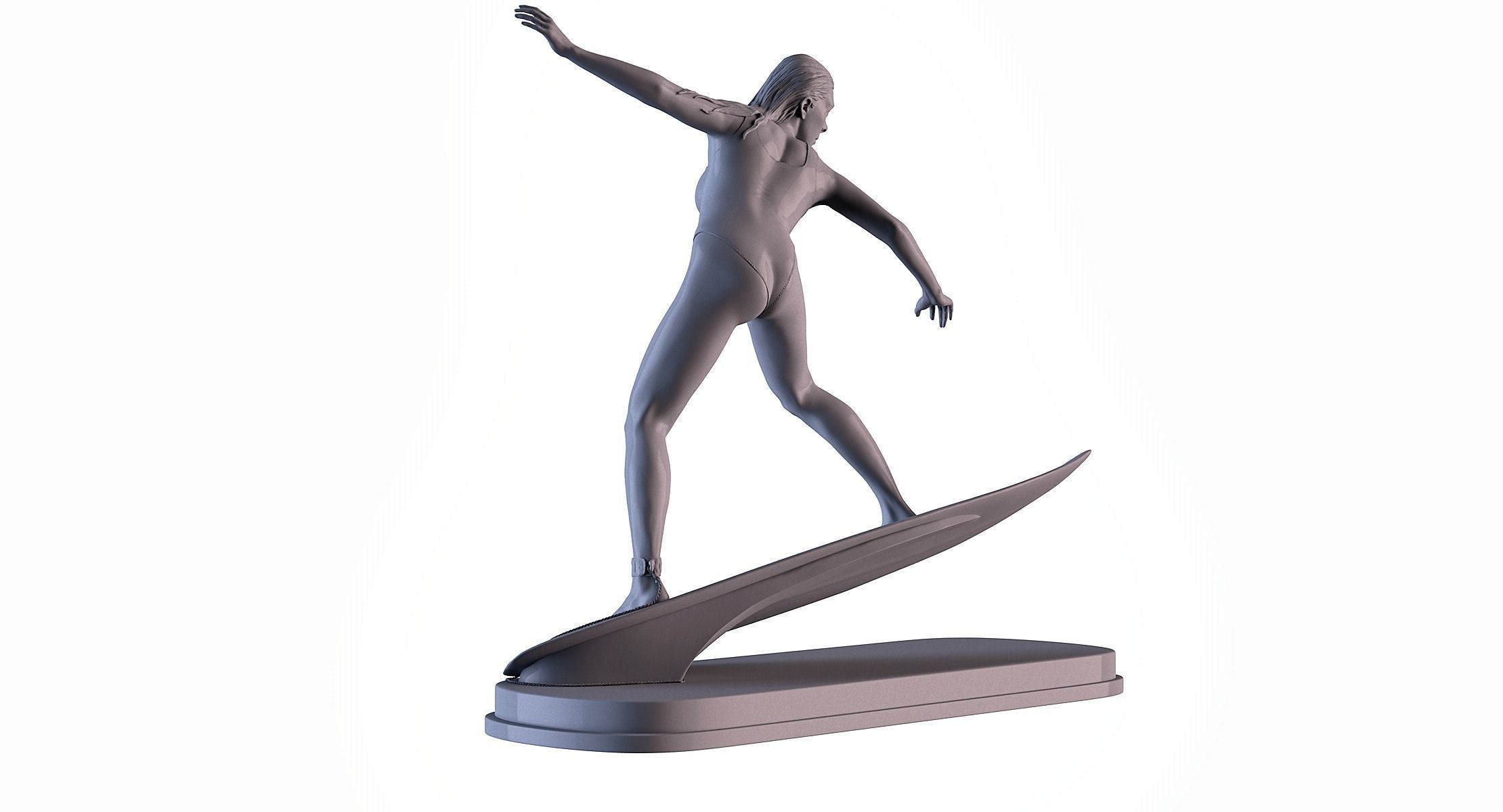 Woman Surf 3D print model_4