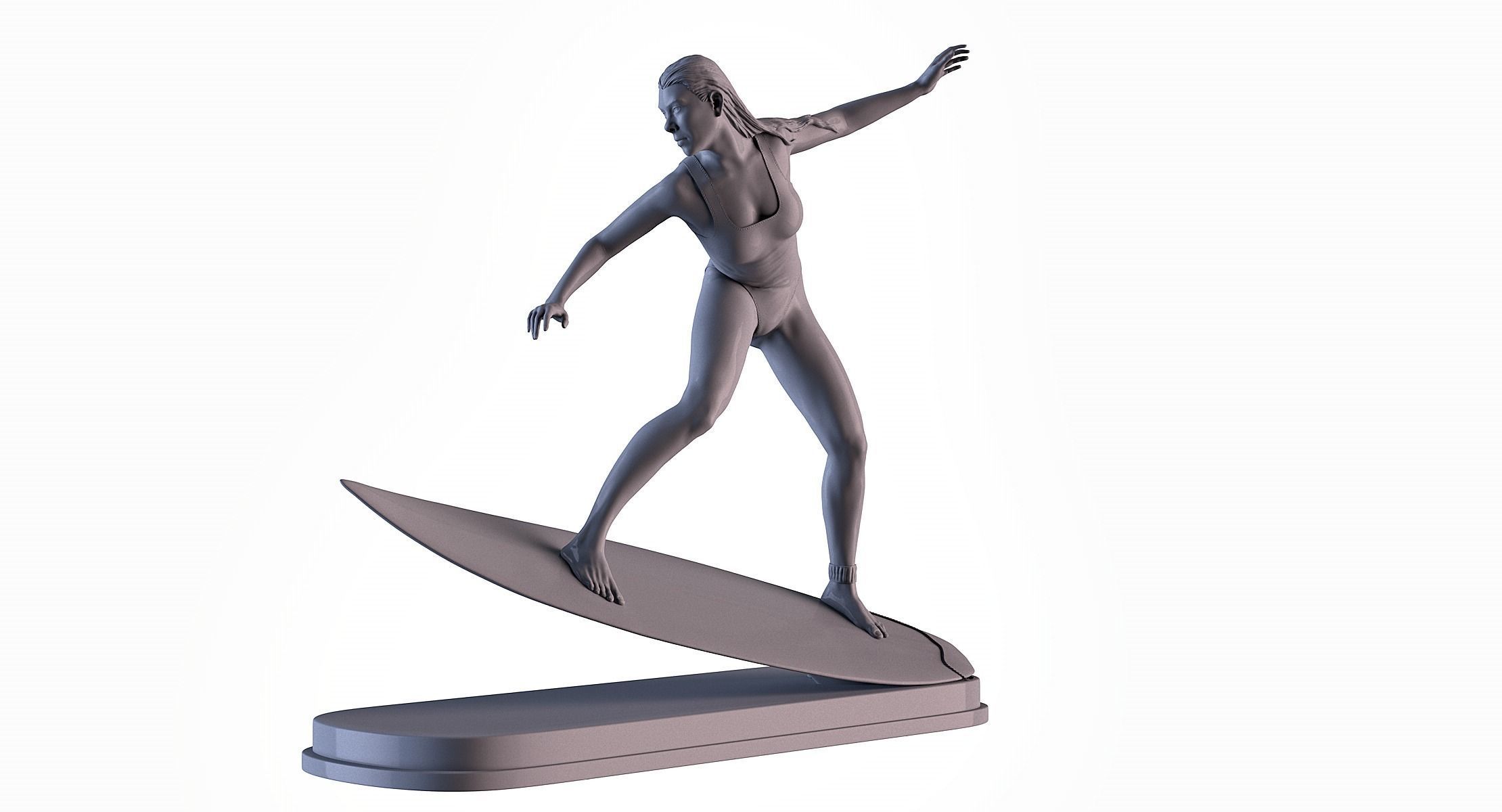 Woman Surf 3D print model_8