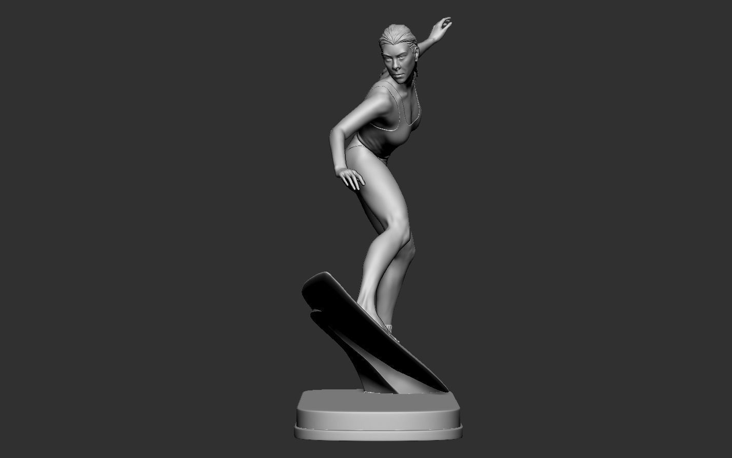 Woman Surf 3D print model_17