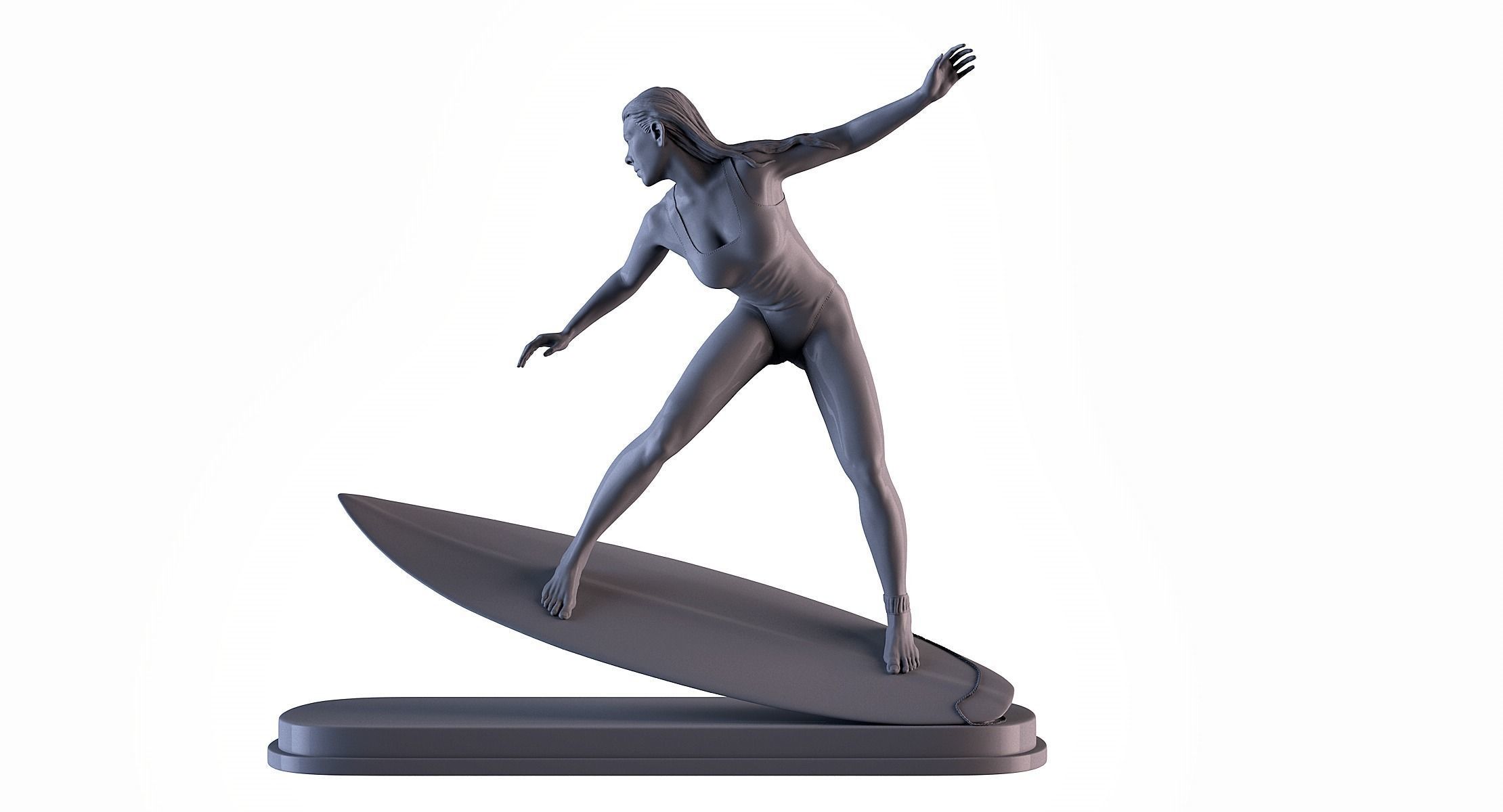 Woman Surf 3D print model_7