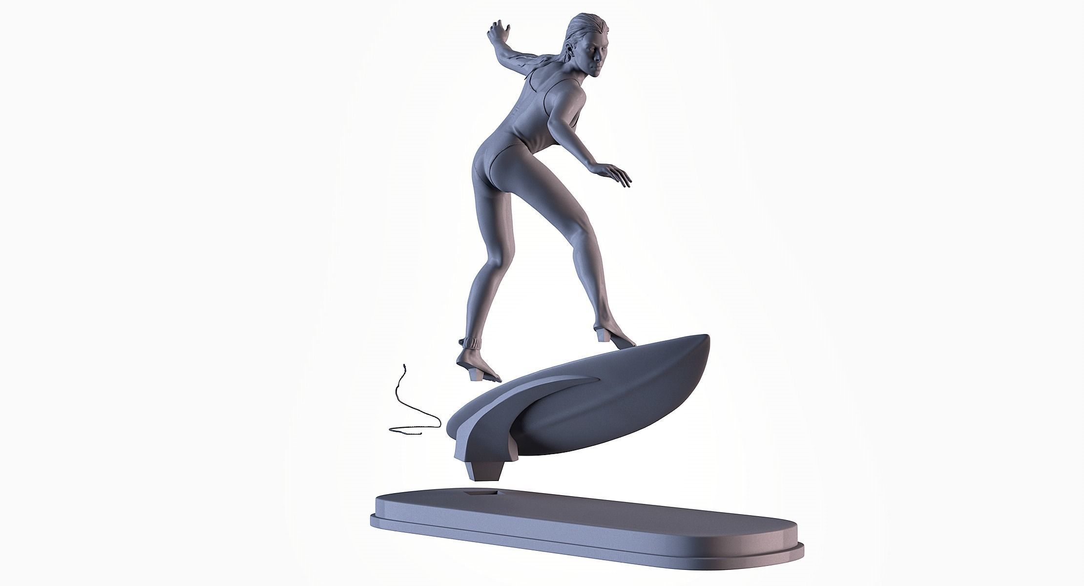 Woman Surf 3D print model_13