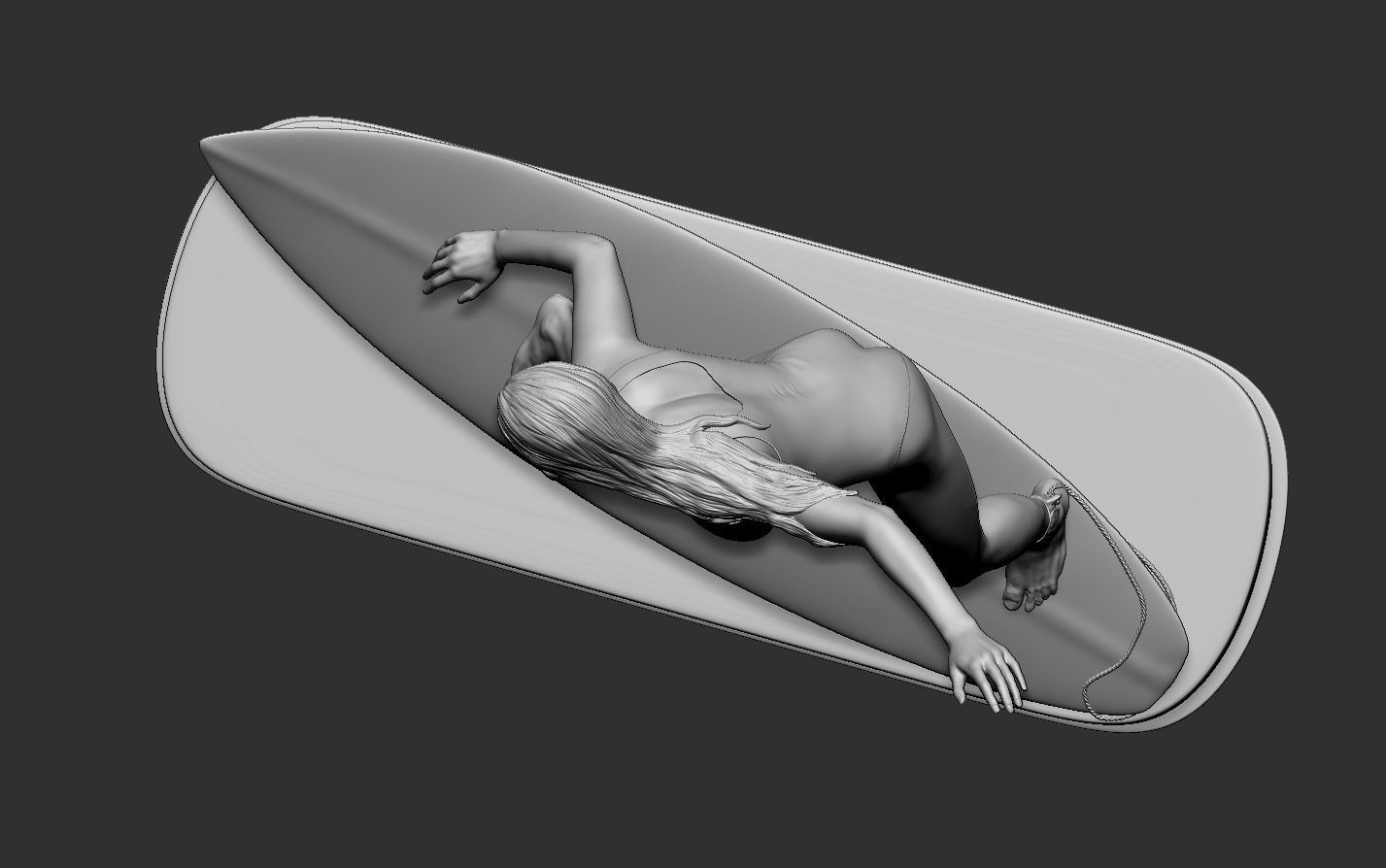 Woman Surf 3D print model_21