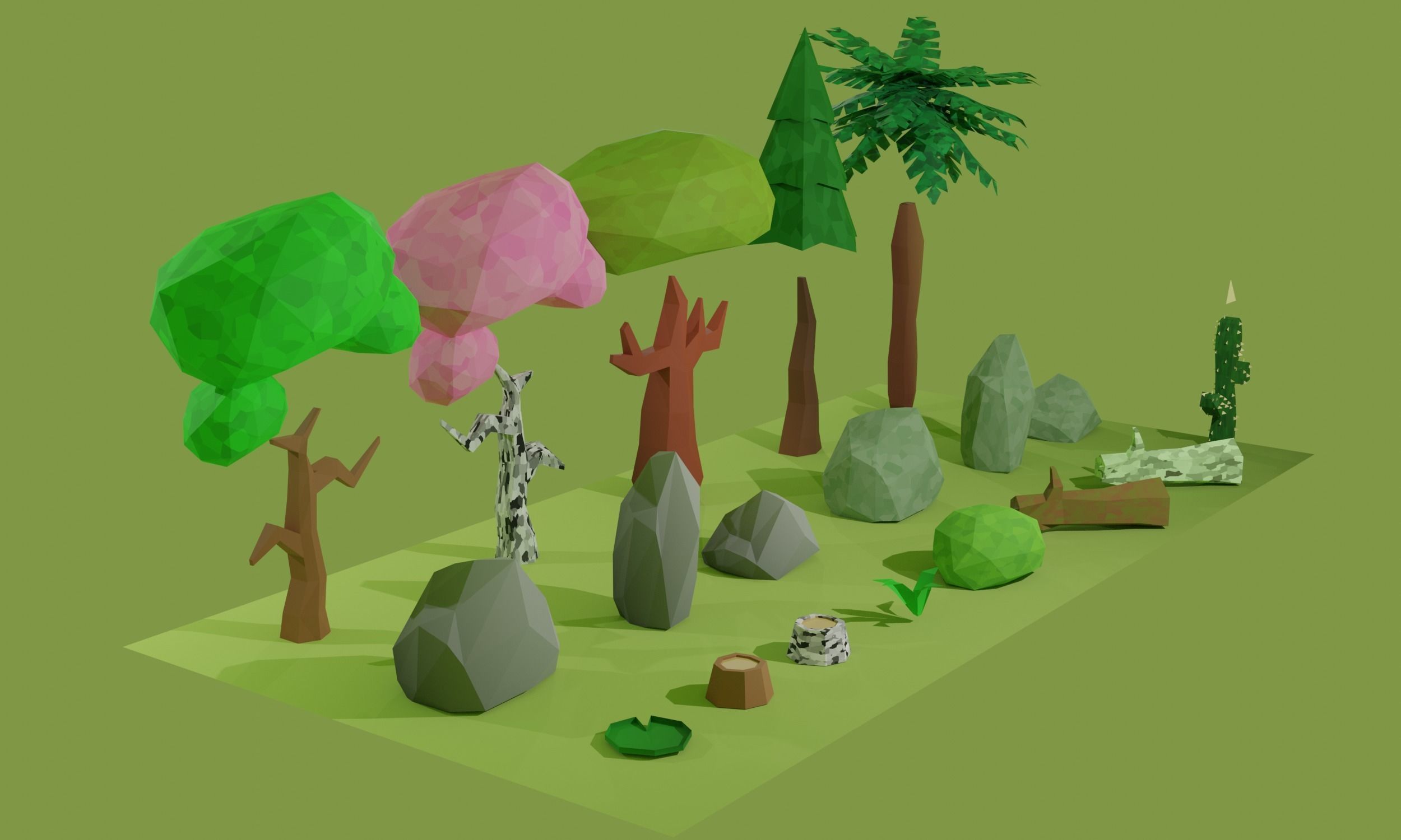 Forest LowPoly Pack Low-poly 3D model_1