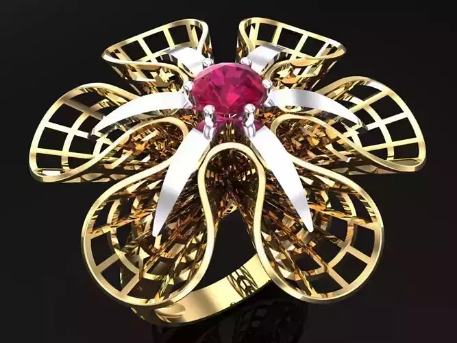  Mesh flower ring - Italian rings - Womens Rings - N6459