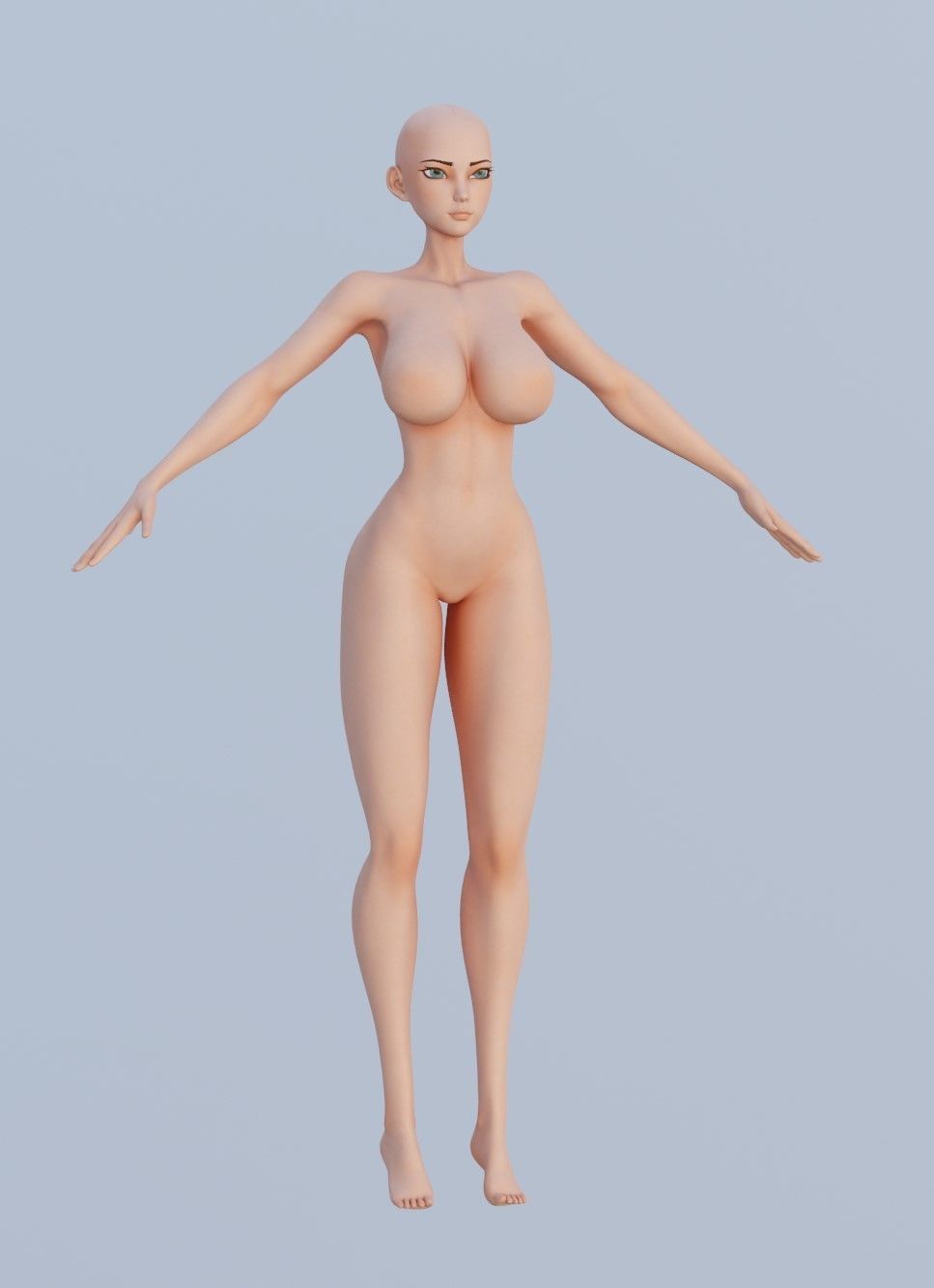 Female Basemesh Low-poly 3D model_6