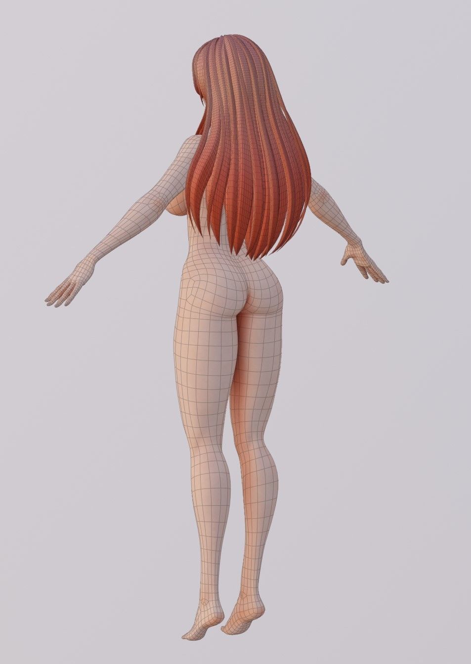 Female Basemesh Low-poly 3D model_3