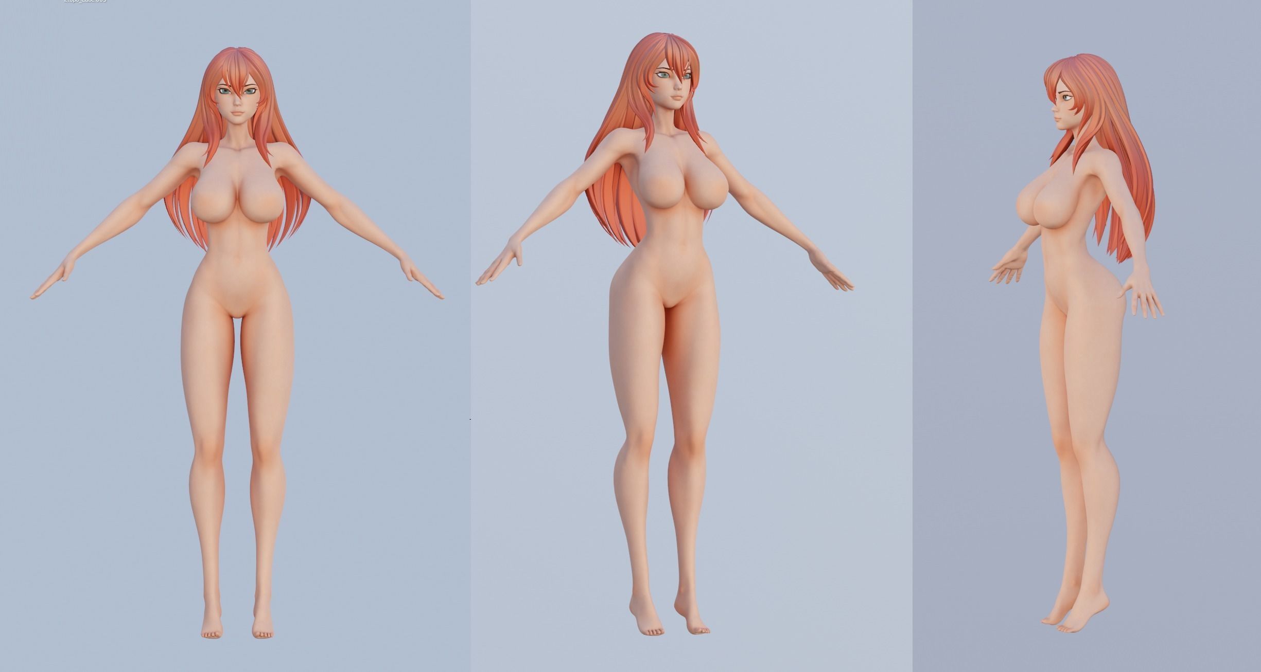 Female Basemesh Low-poly 3D model_1