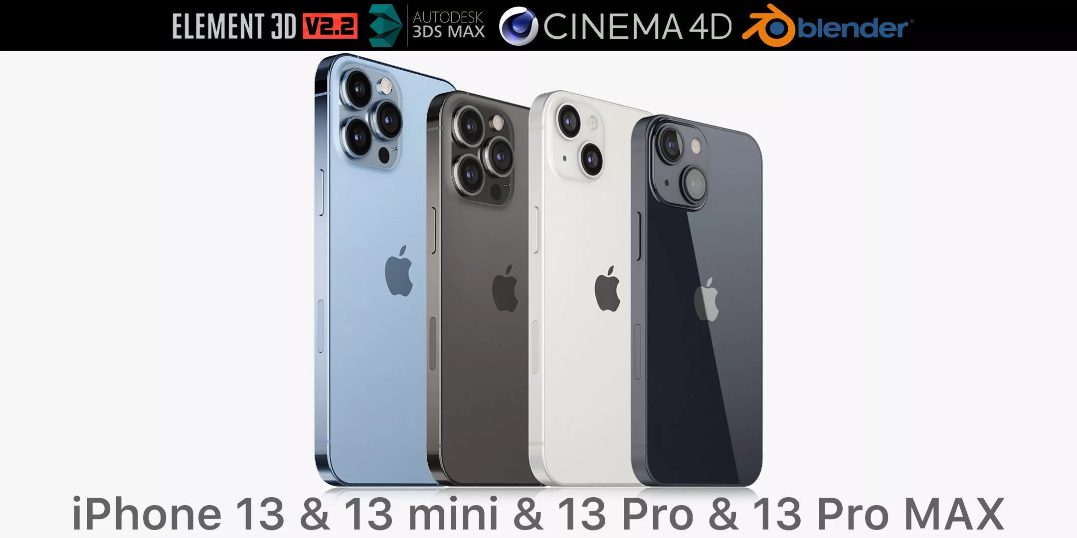 Apple iPhone 13 mini and 13 and 13 Pro and 13 Pro MAX 3D model