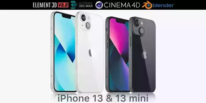Apple iPhone 13 and 13 mini 3D model