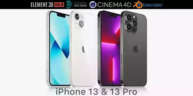 Apple iPhone 13 and 13 Pro 3D model