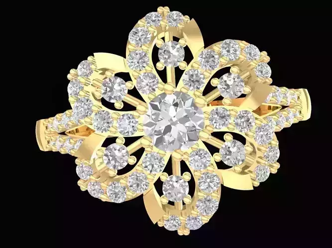 Floral Cluster Diamond Ring Jewelry 2788