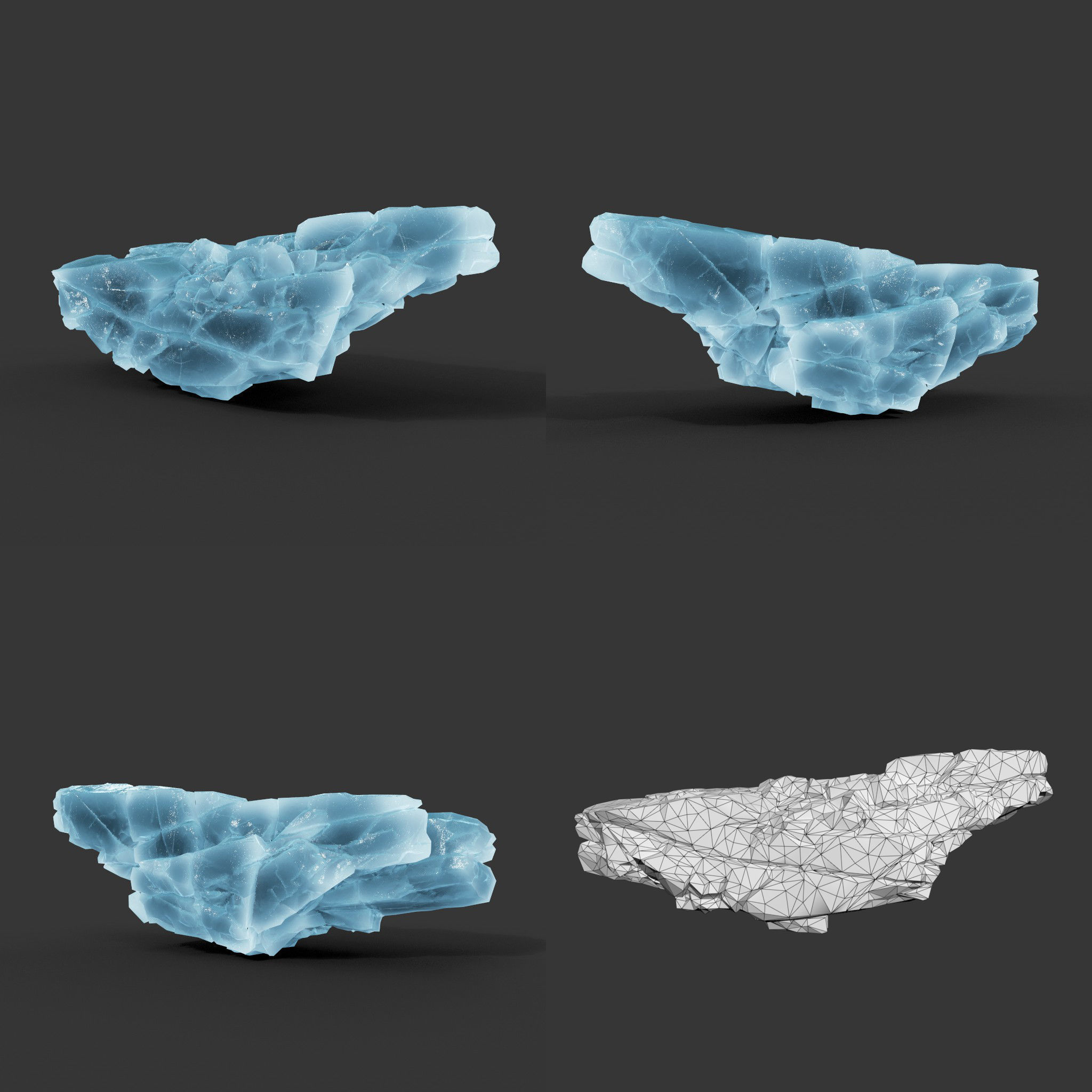 Low poly Ice Block Modular 210811 Low-poly 3D model_8