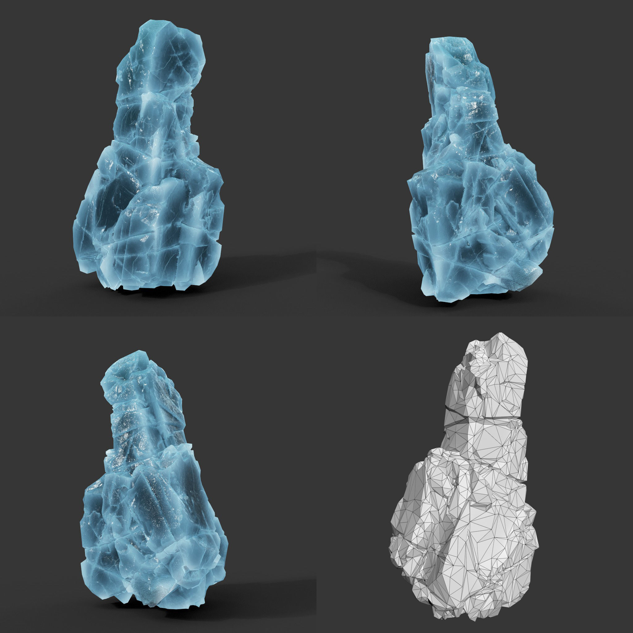 Low poly Ice Block Modular 210811 Low-poly 3D model_4