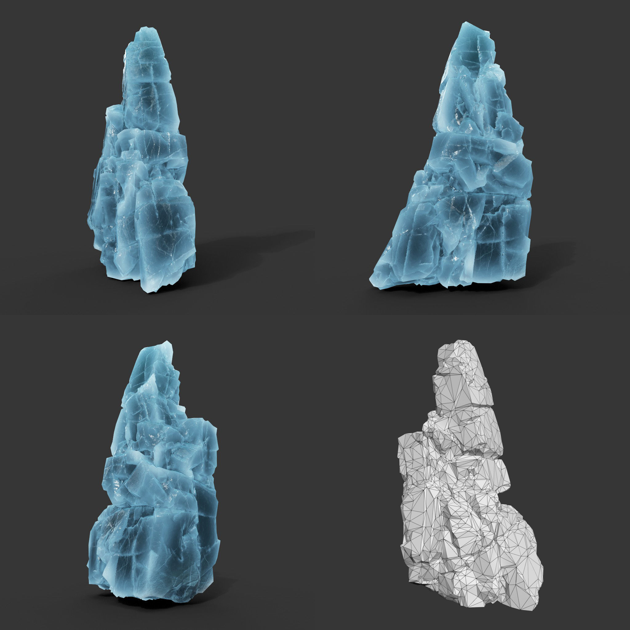 Low poly Ice Block Modular 210811 Low-poly 3D model_2