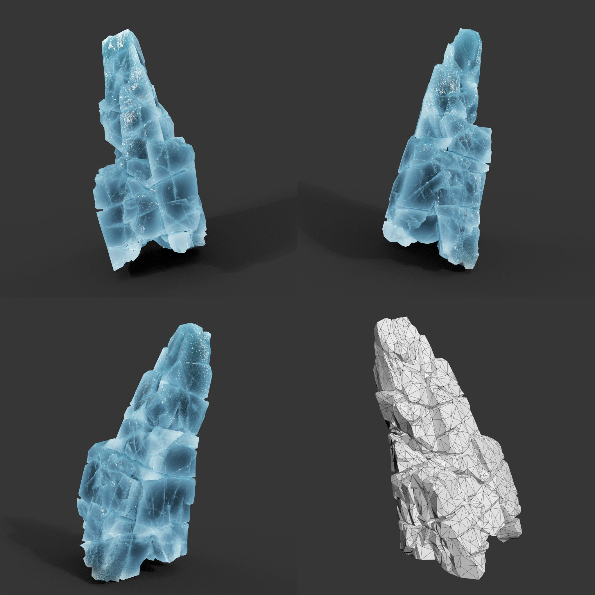 Low poly Ice Block Modular 210811 Low-poly 3D model_6