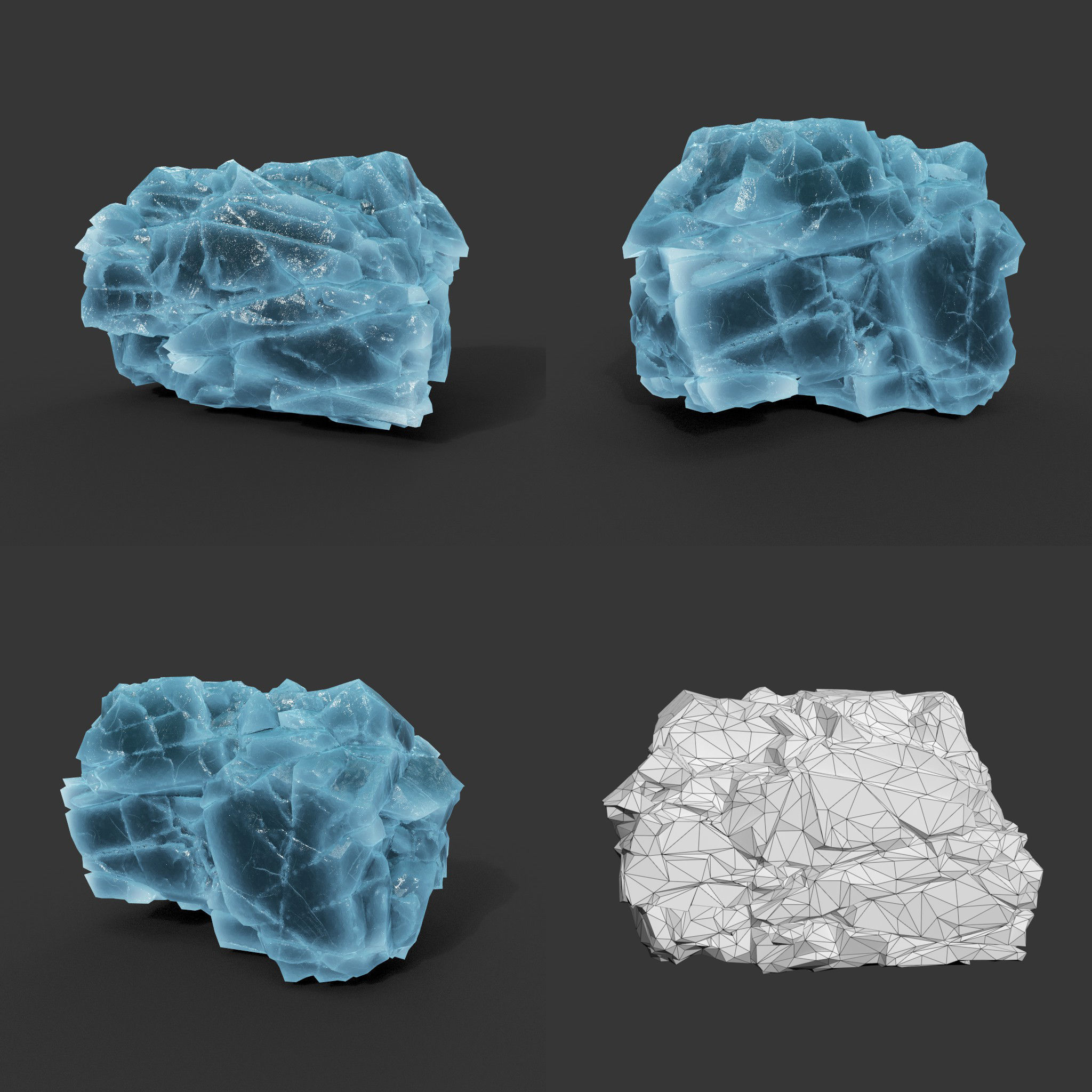 Low poly Ice Block Modular 210811 Low-poly 3D model_10