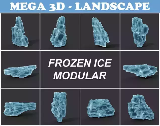 Low poly Ice Block Modular 210811 Low-poly 3D model