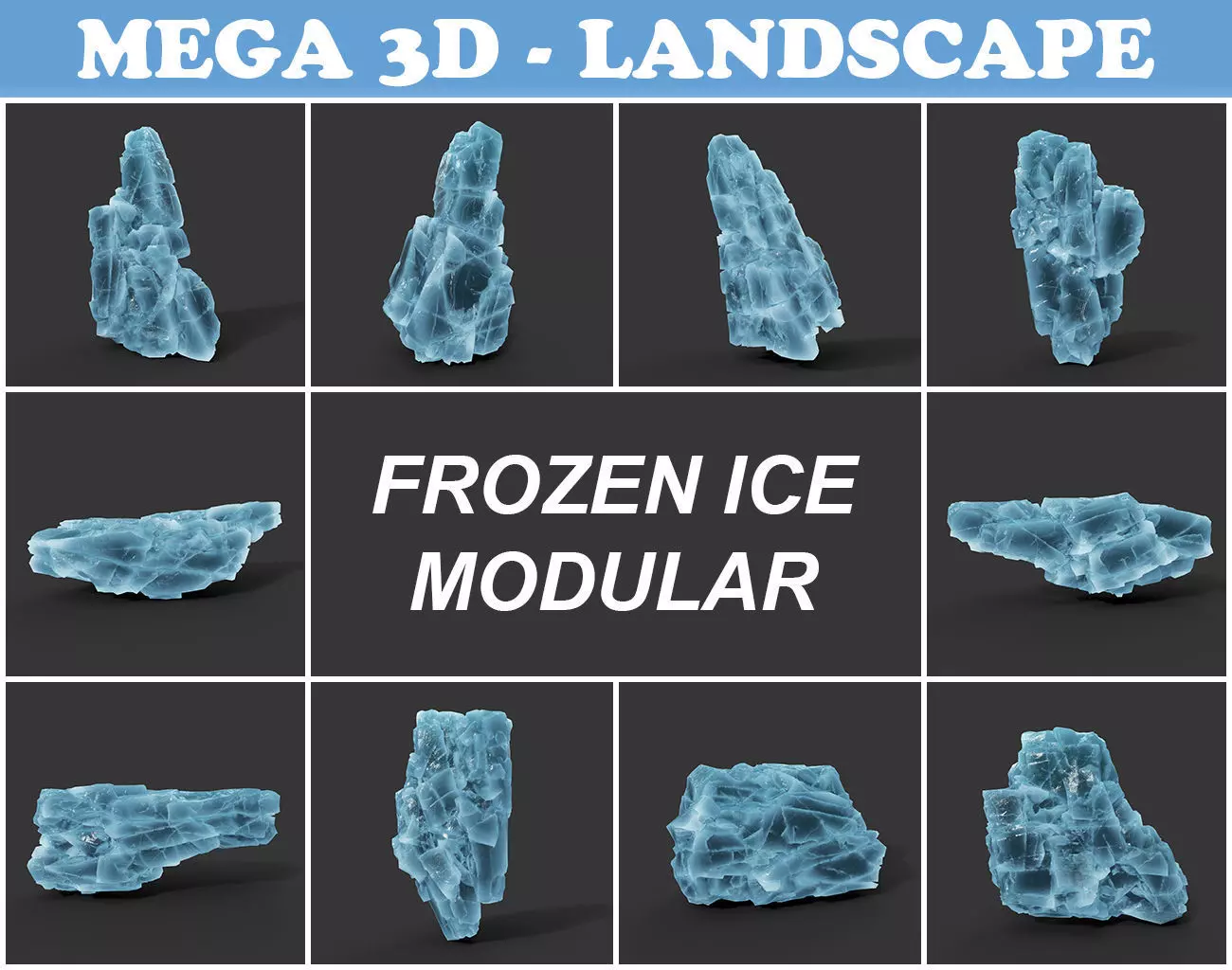 Low poly Ice Block Modular 210811 Low-poly 3D model_0