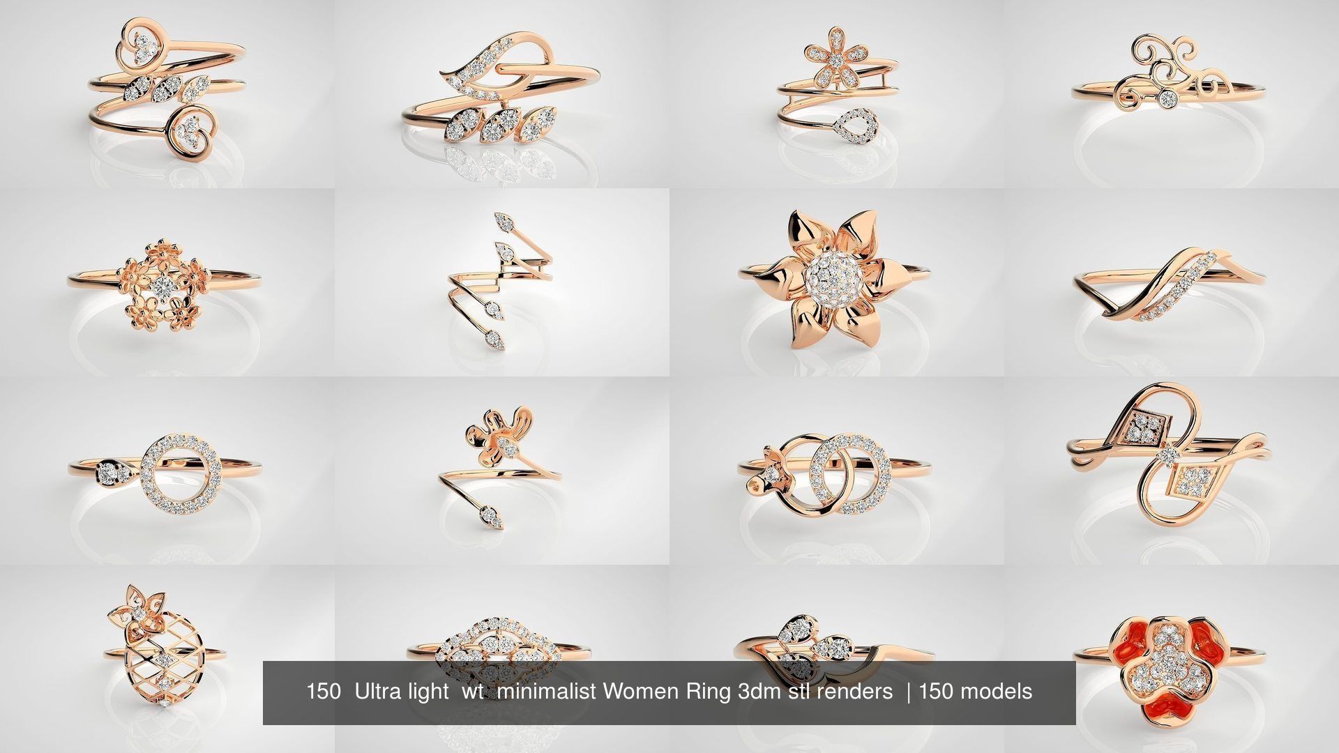 150 Ultra light wt minimalist Women Ring 3dm stl renders 3D Model Collection_7