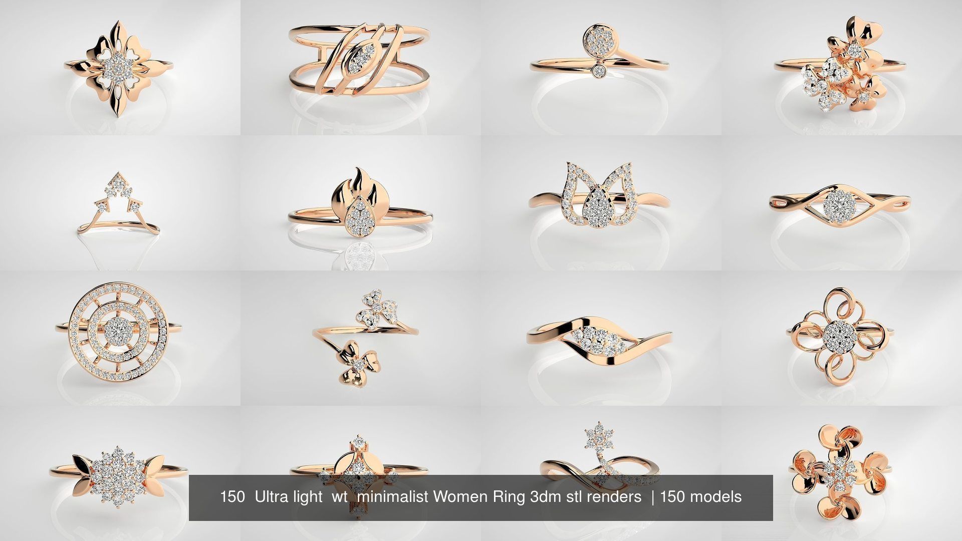 150 Ultra light wt minimalist Women Ring 3dm stl renders 3D Model Collection_2