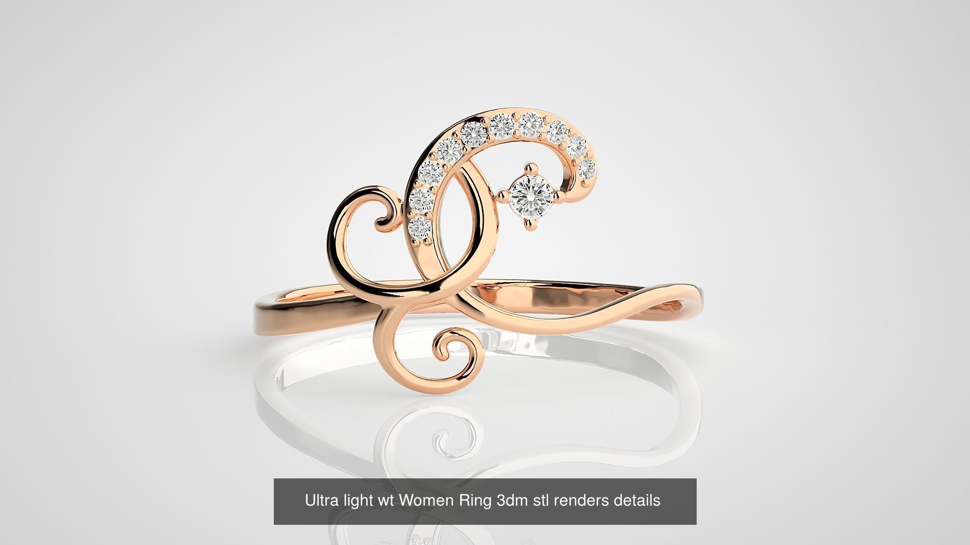 150 Ultra light wt minimalist Women Ring 3dm stl renders 3D Model Collection_83
