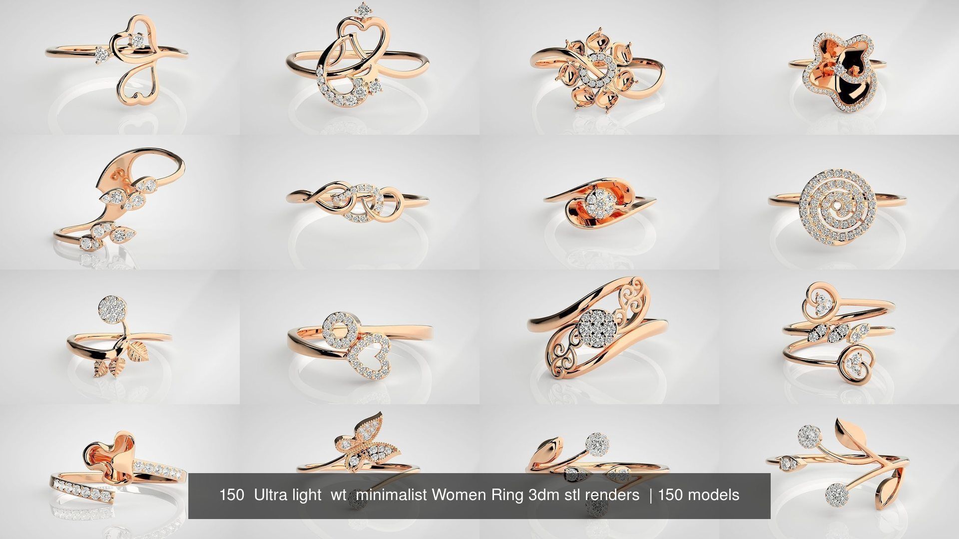 150 Ultra light wt minimalist Women Ring 3dm stl renders 3D Model Collection_5