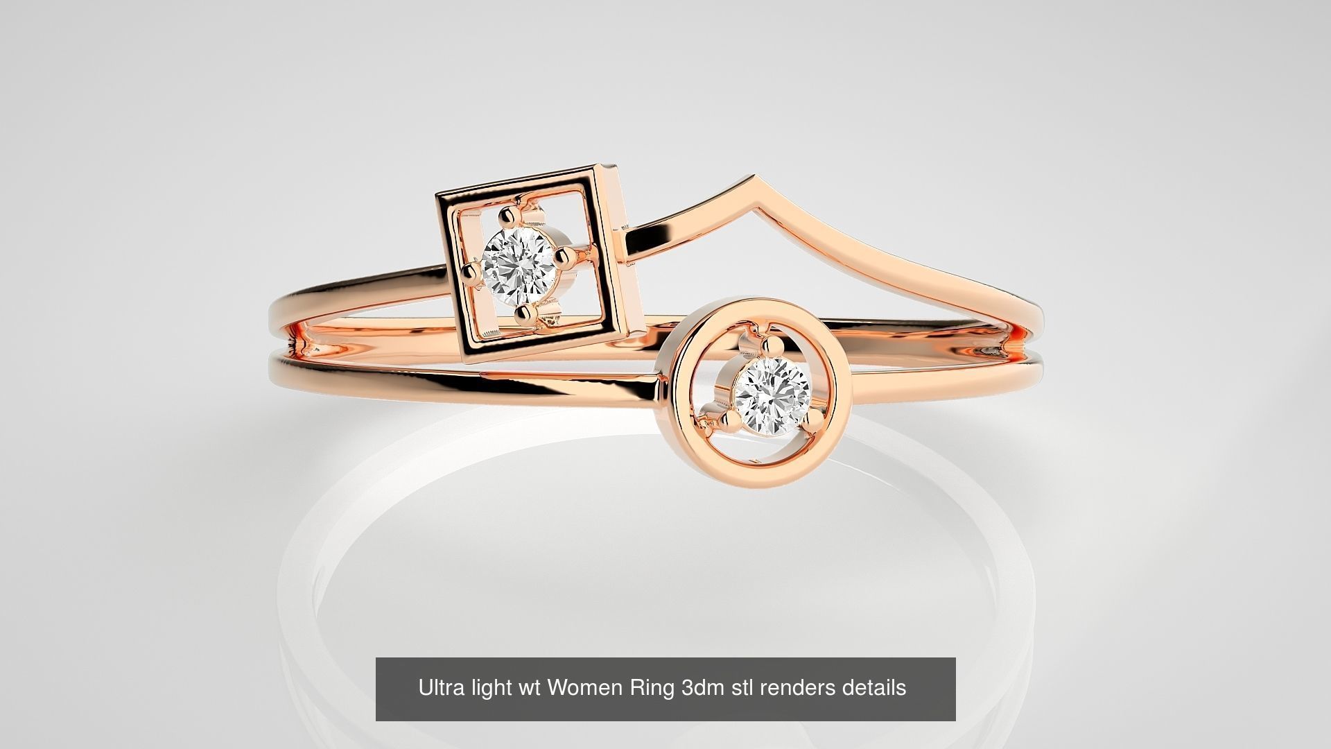 150 Ultra light wt minimalist Women Ring 3dm stl renders 3D Model Collection_62