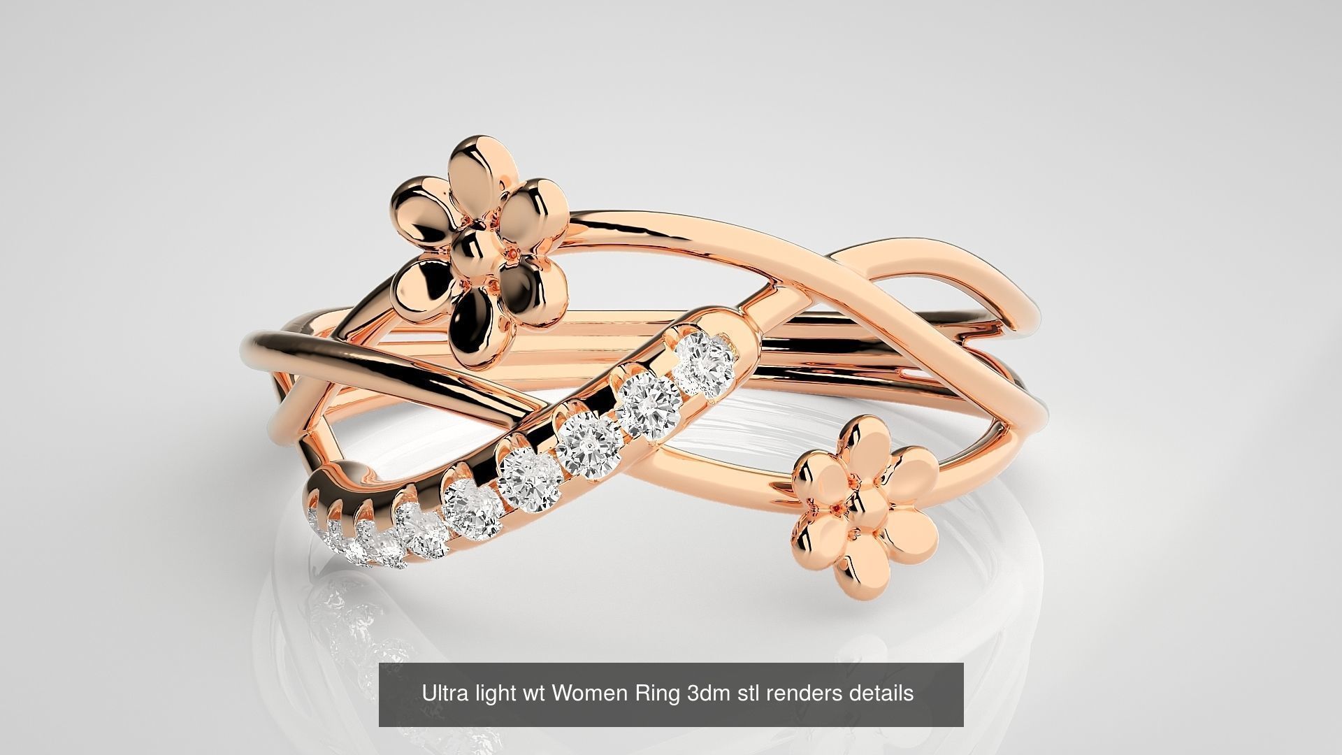 150 Ultra light wt minimalist Women Ring 3dm stl renders 3D Model Collection_10