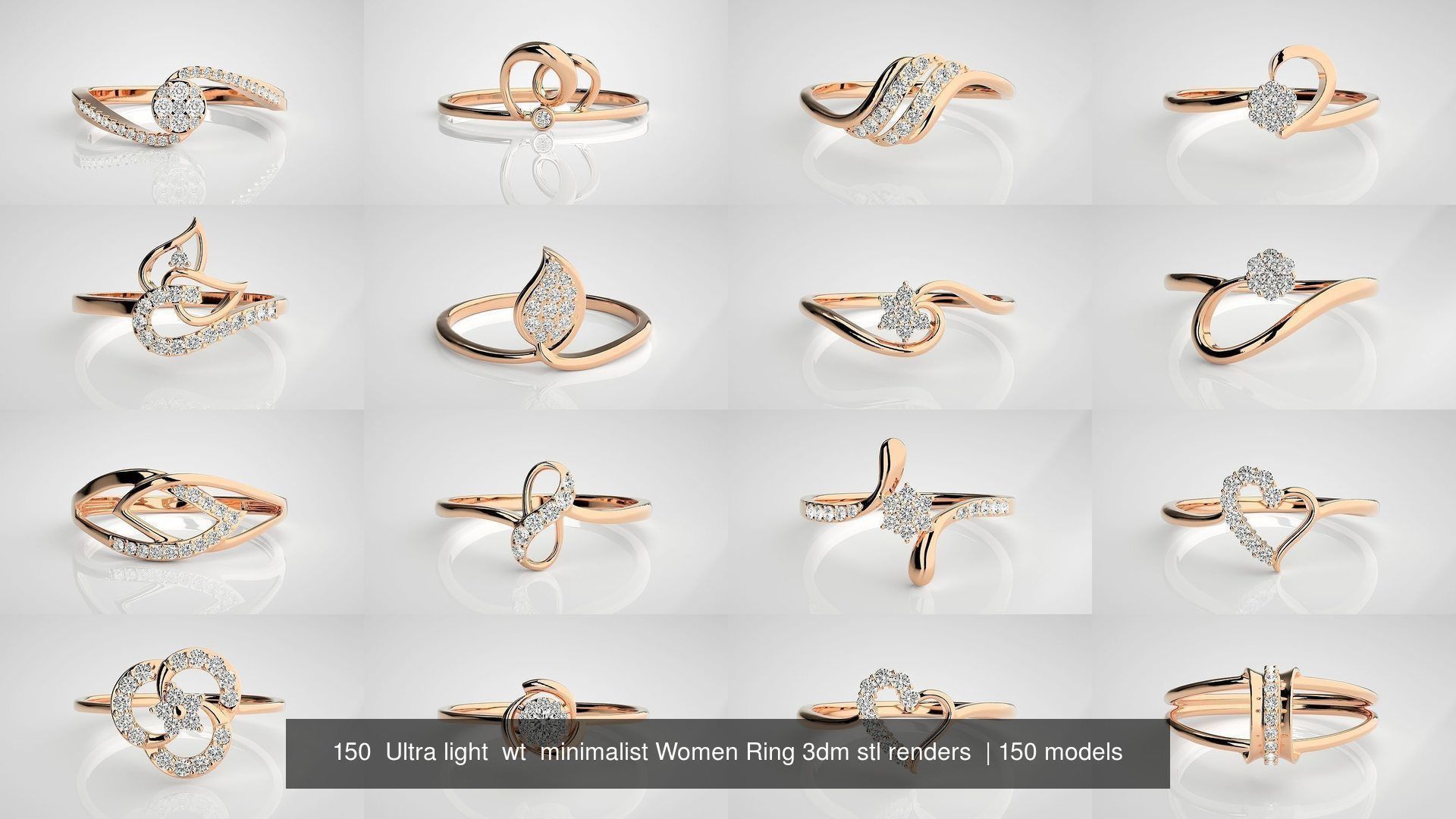 150 Ultra light wt minimalist Women Ring 3dm stl renders 3D Model Collection_1