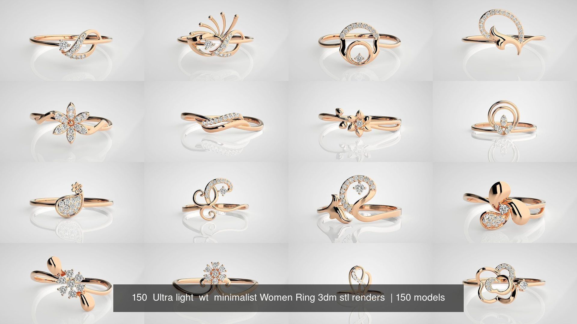 150 Ultra light wt minimalist Women Ring 3dm stl renders 3D Model Collection_4