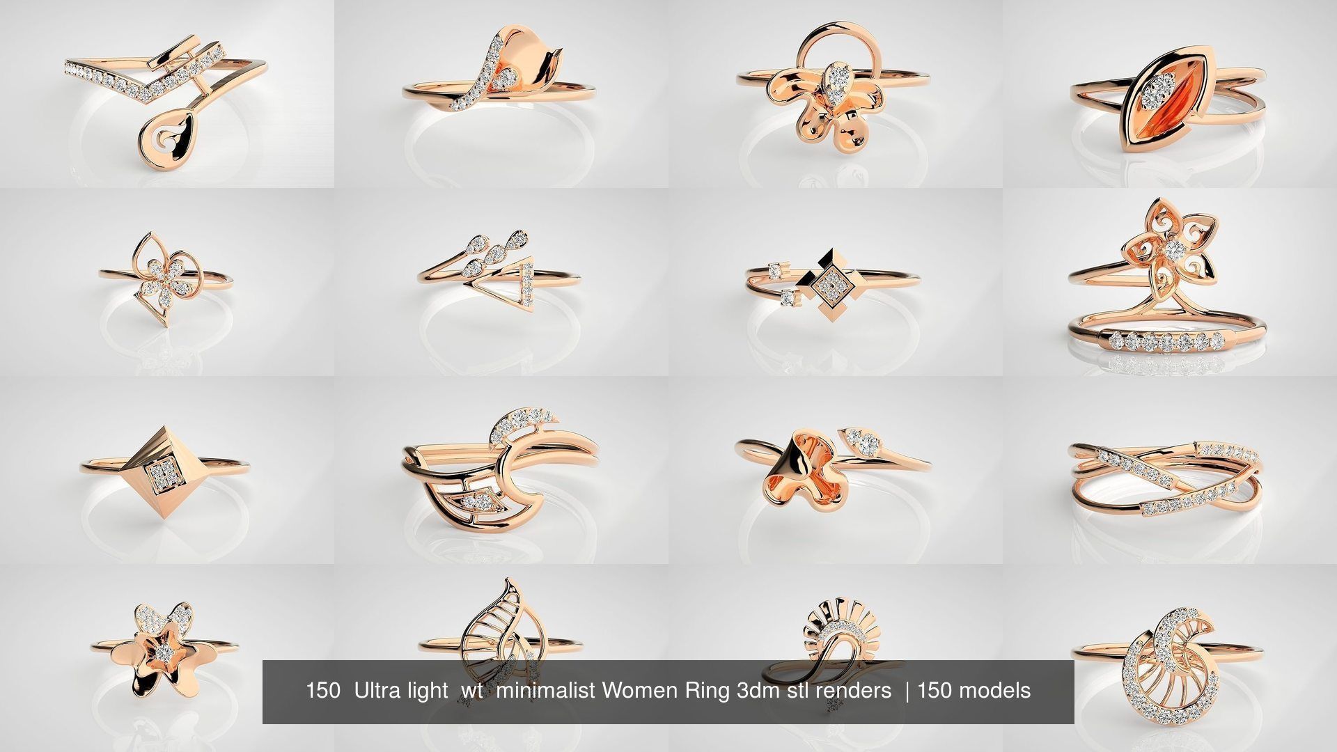 150 Ultra light wt minimalist Women Ring 3dm stl renders 3D Model Collection_8