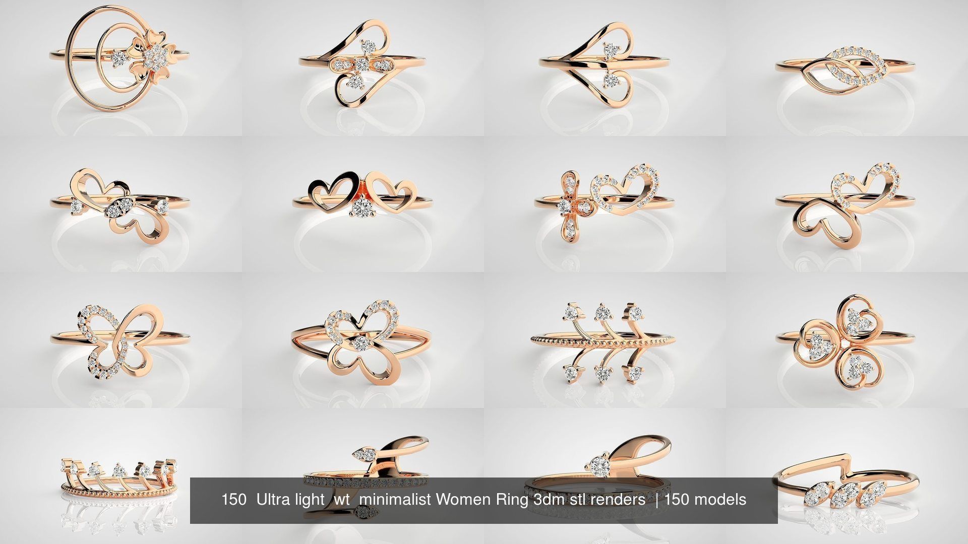 150 Ultra light wt minimalist Women Ring 3dm stl renders 3D Model Collection_6