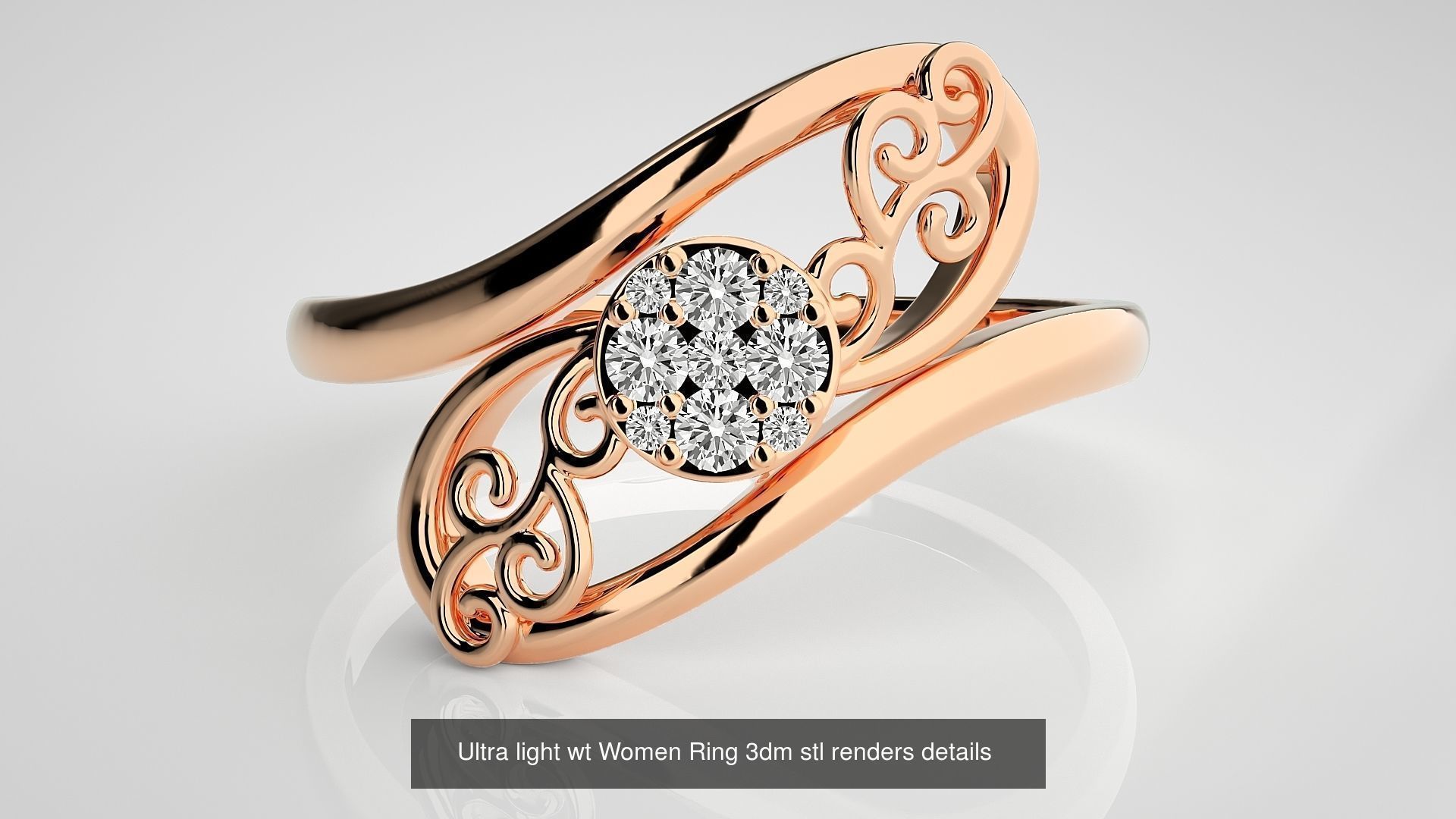 150 Ultra light wt minimalist Women Ring 3dm stl renders 3D Model Collection_100