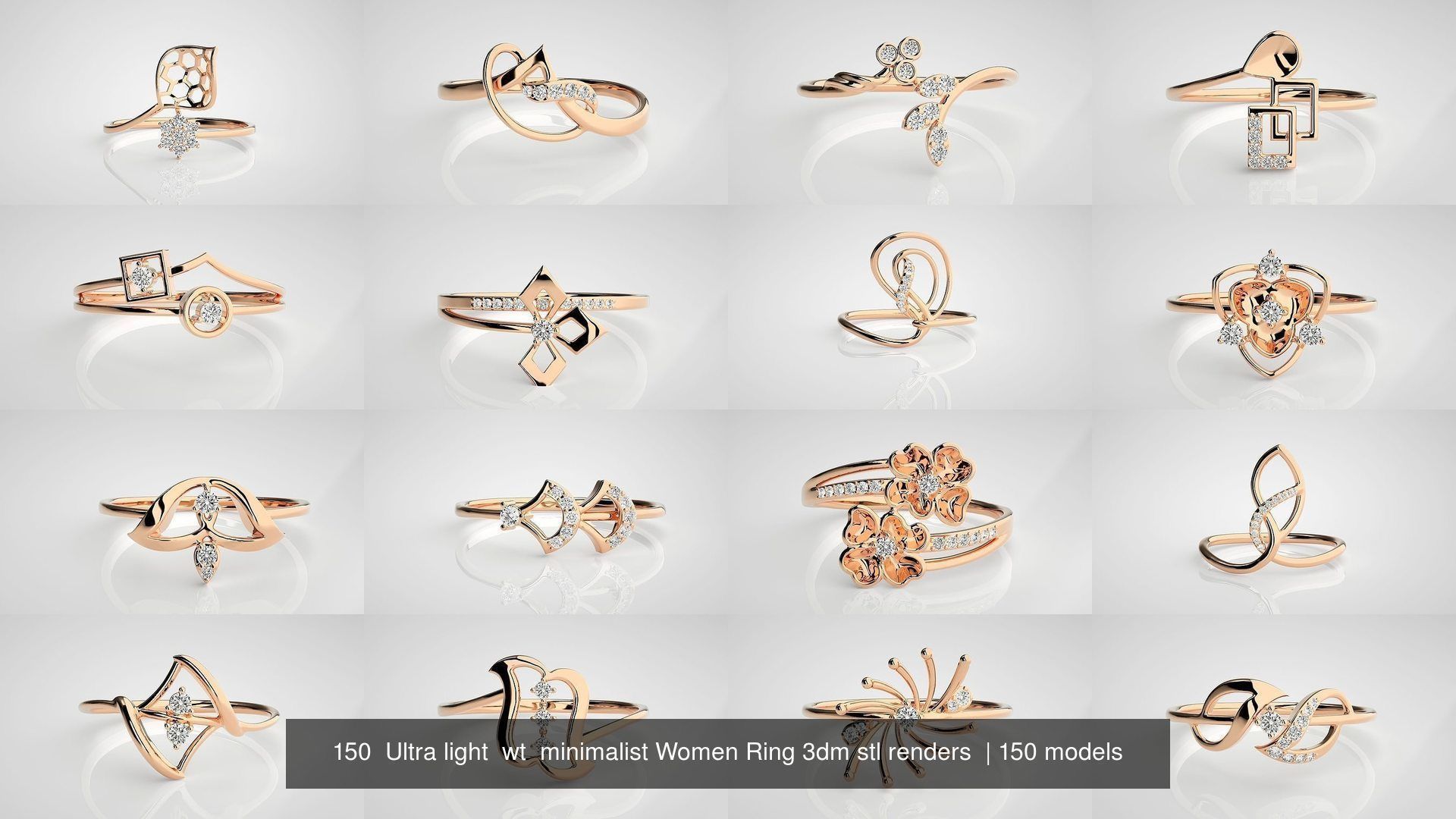 150 Ultra light wt minimalist Women Ring 3dm stl renders 3D Model Collection_3