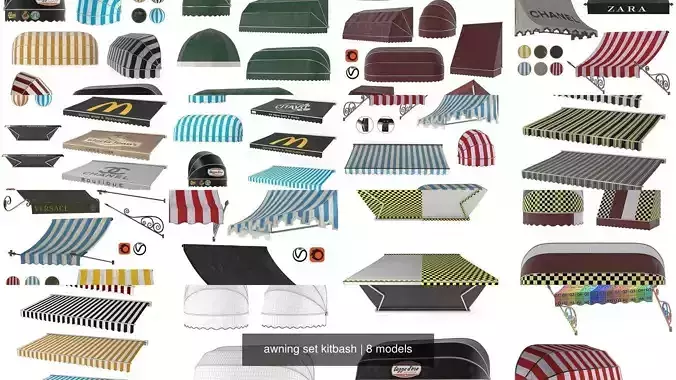 awning set kitbash 3D Model Collection