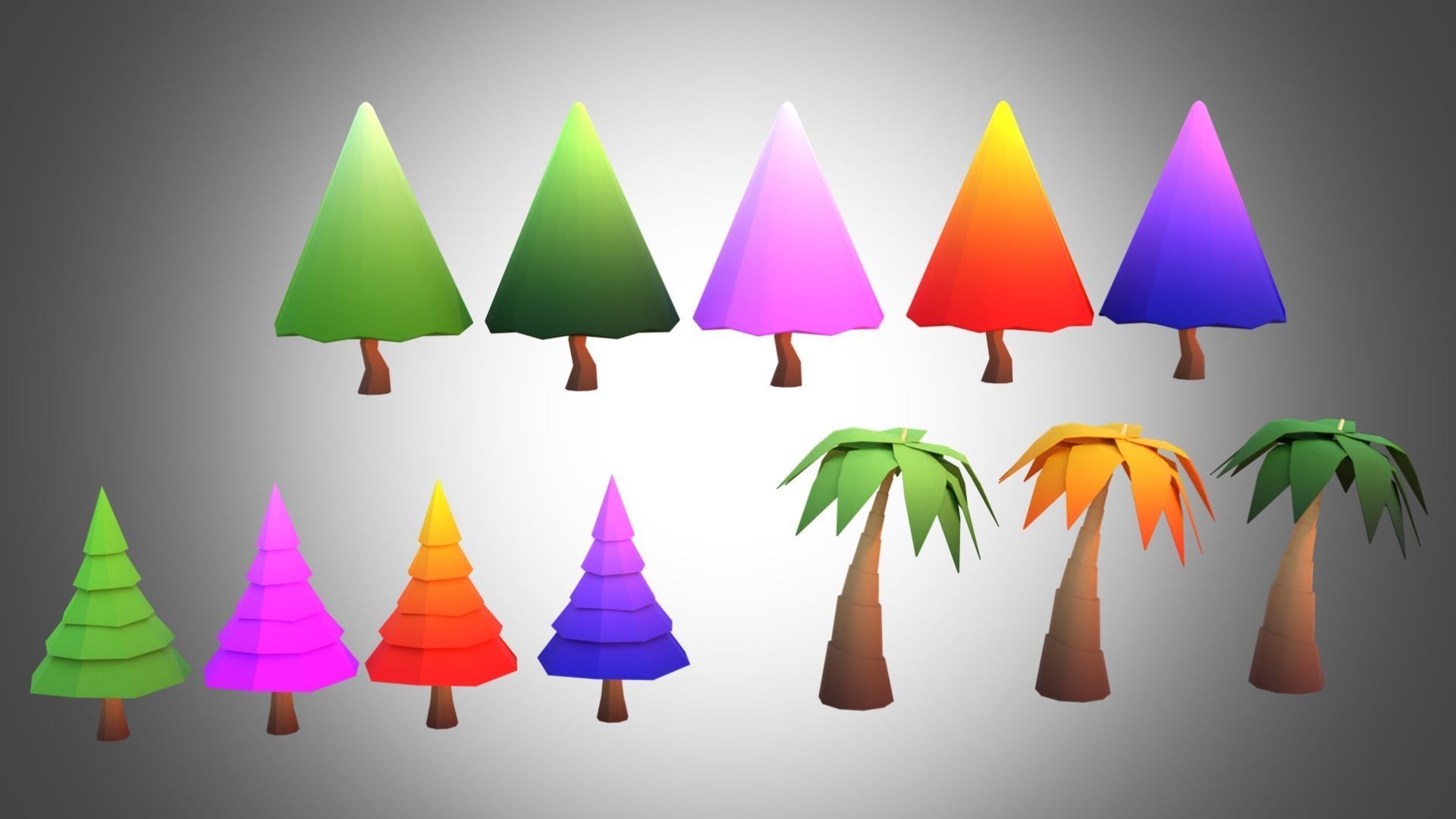 Low poly tree pack Low-poly 3D model_1