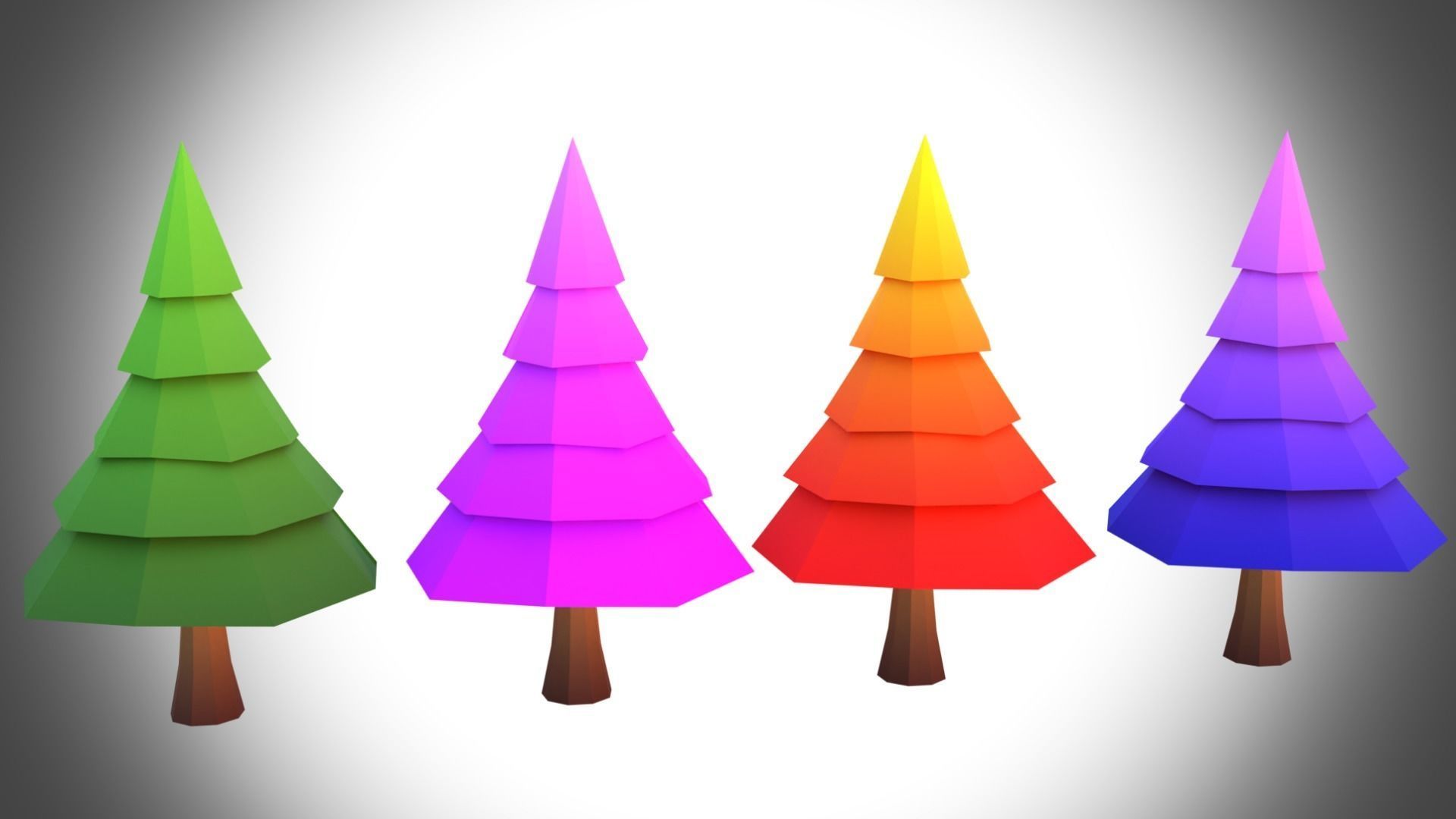 Low poly tree pack Low-poly 3D model_4