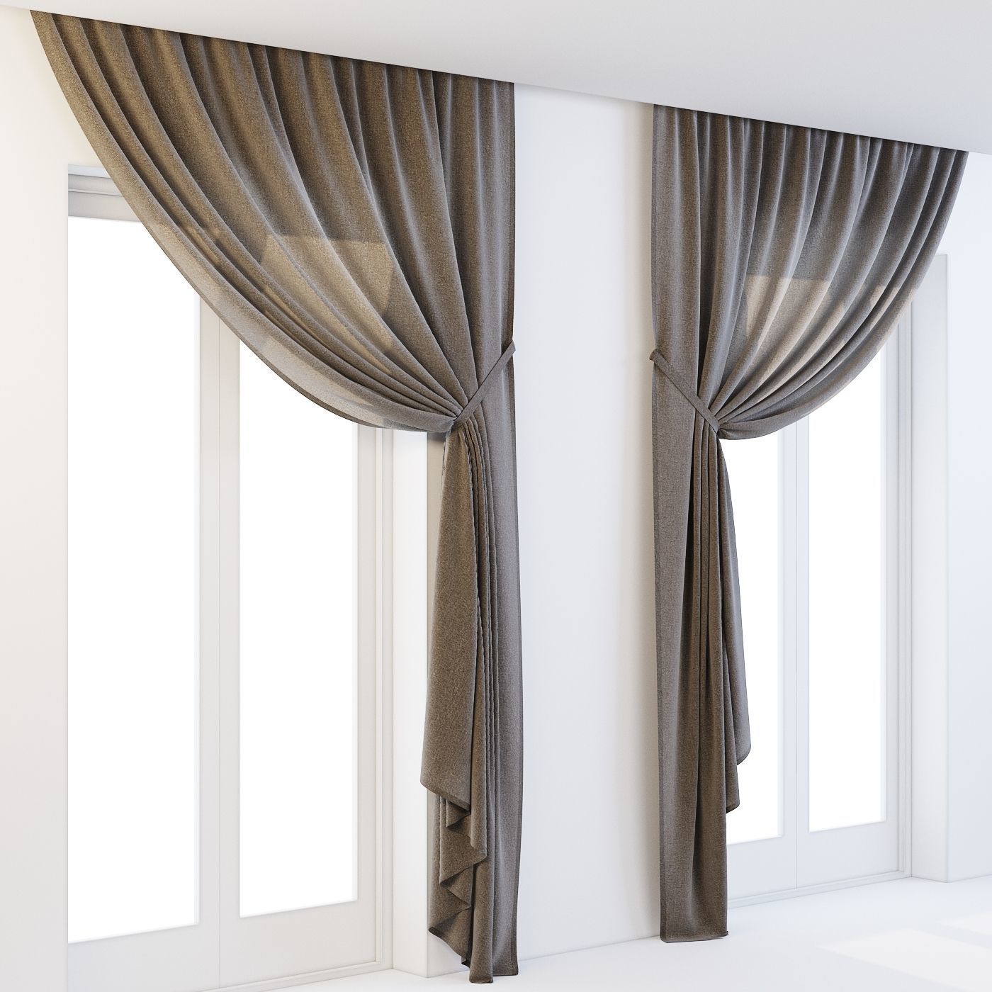 Cupped Curtains 3D model_1