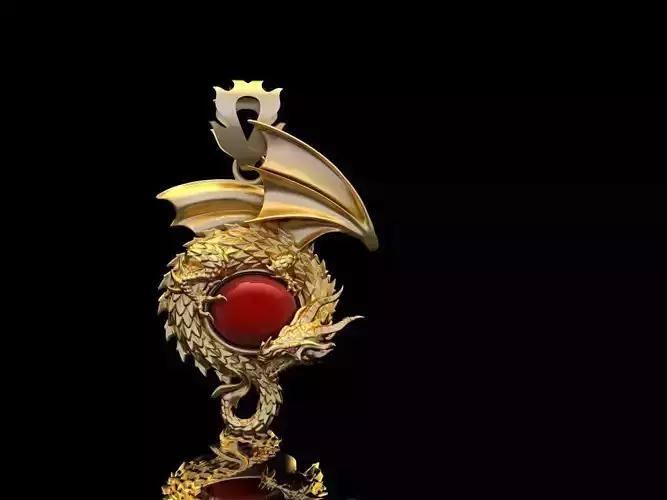 dragon gold pendant with stone