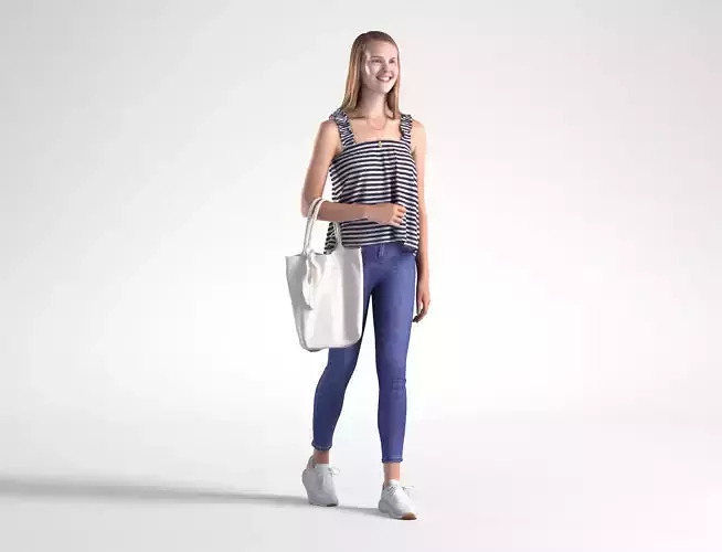 Woman Casual Walking Street Low poly Grace 2205