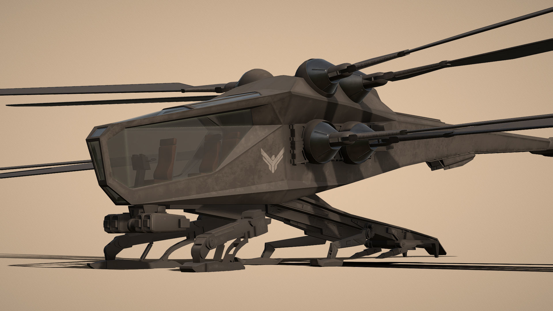 Ornithopter Dune Low-poly 3D model_6