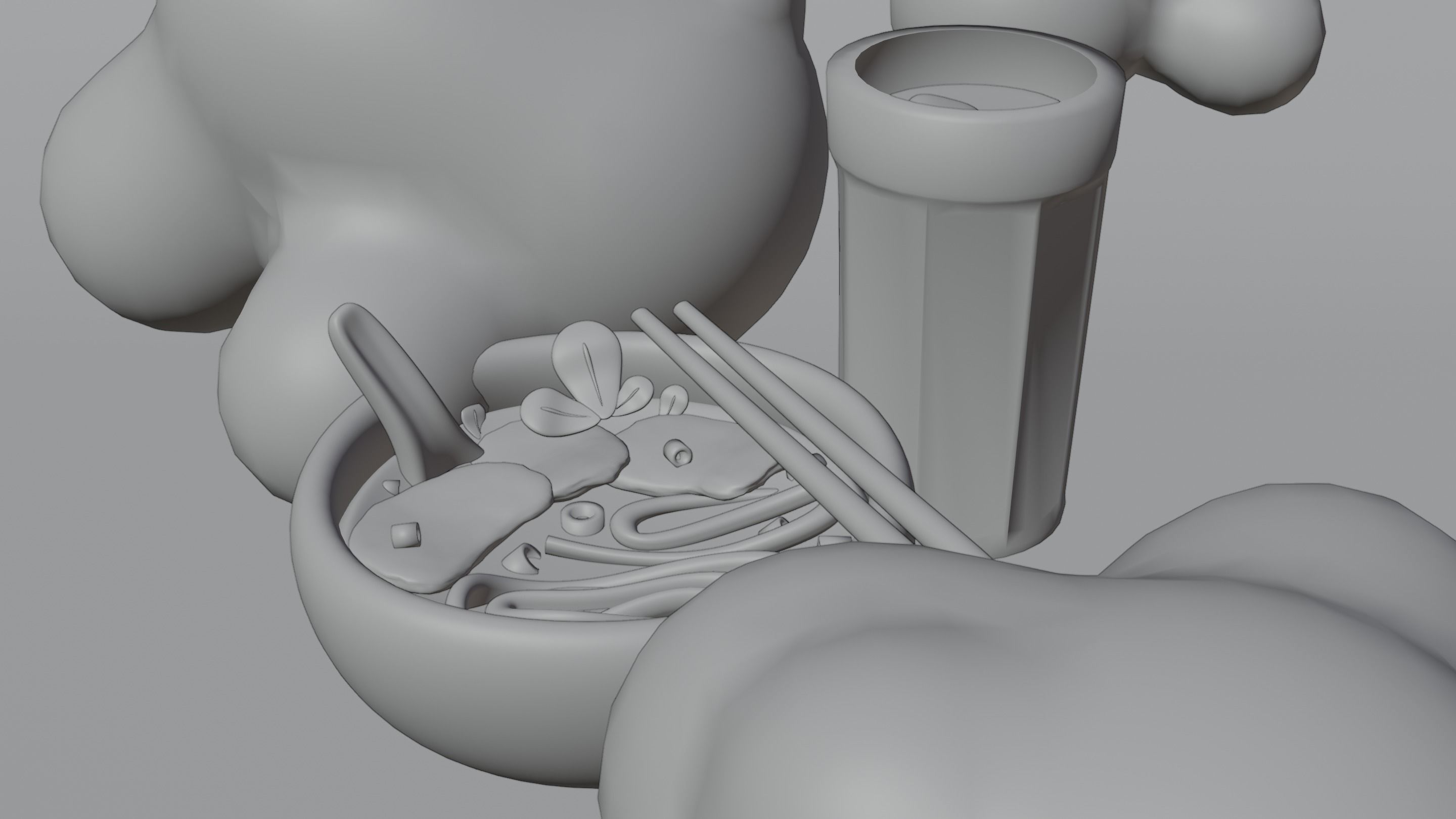 Cartoon Low Poly Beef Noodle Soup and Ice Tea Low-poly 3D model_3