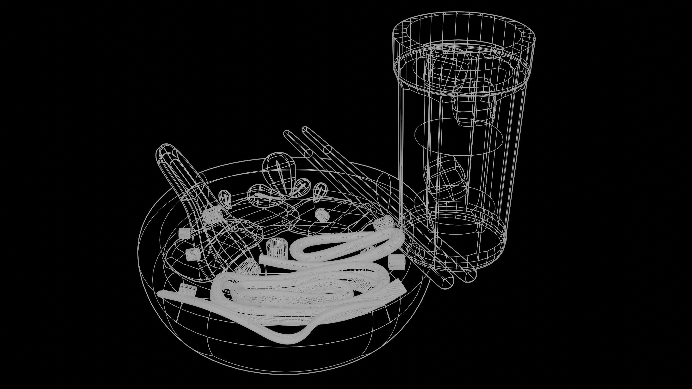 Cartoon Low Poly Beef Noodle Soup and Ice Tea Low-poly 3D model_4