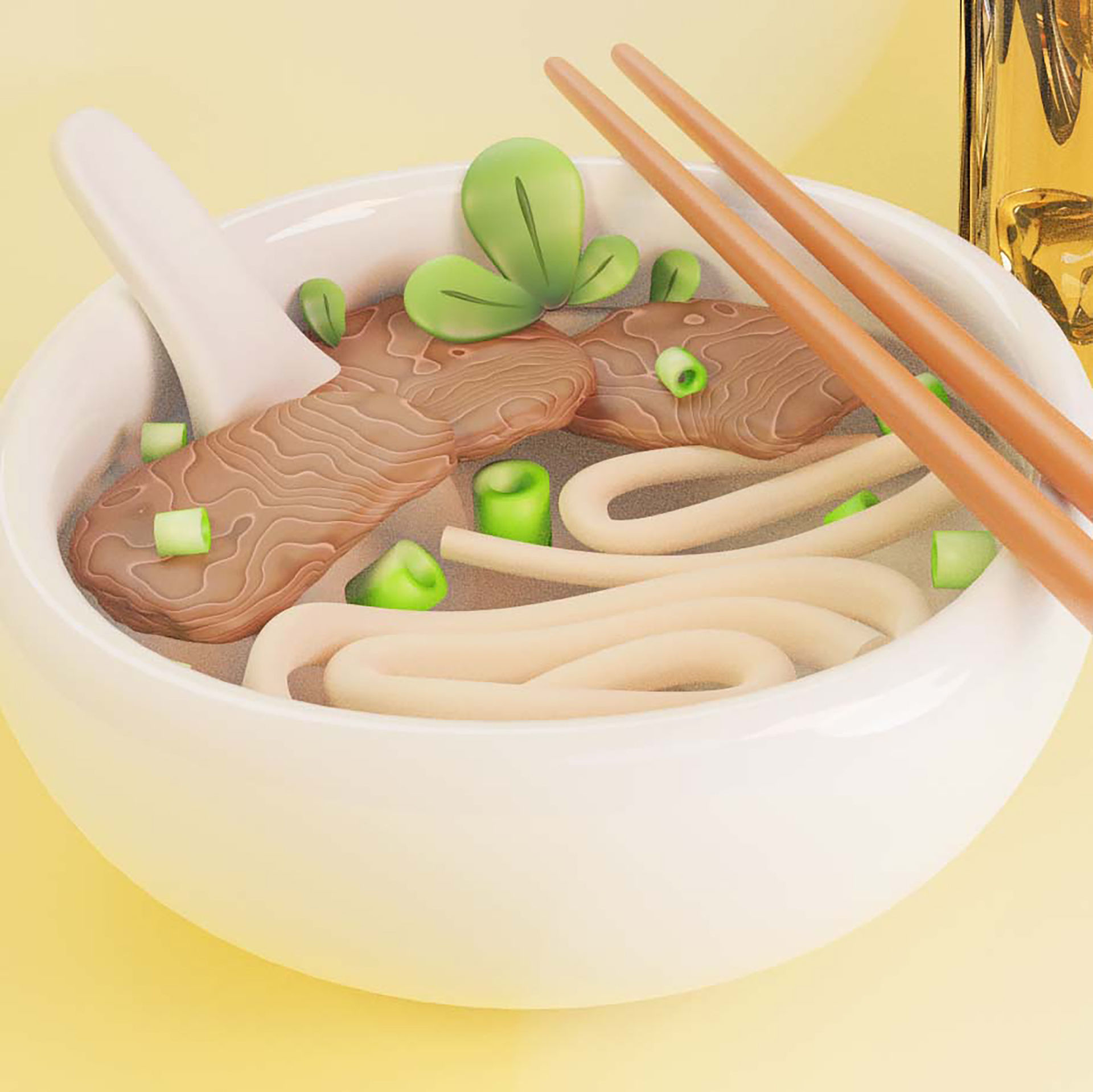 Cartoon Low Poly Beef Noodle Soup and Ice Tea Low-poly 3D model_1