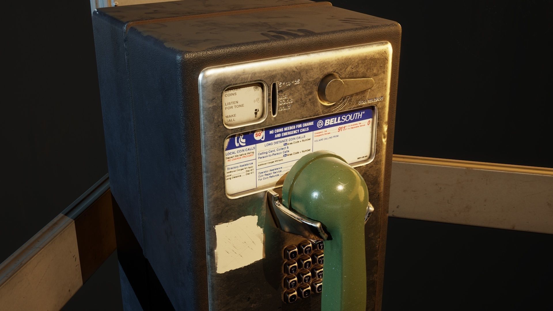 US Phone Booth Low-poly 3D model_4