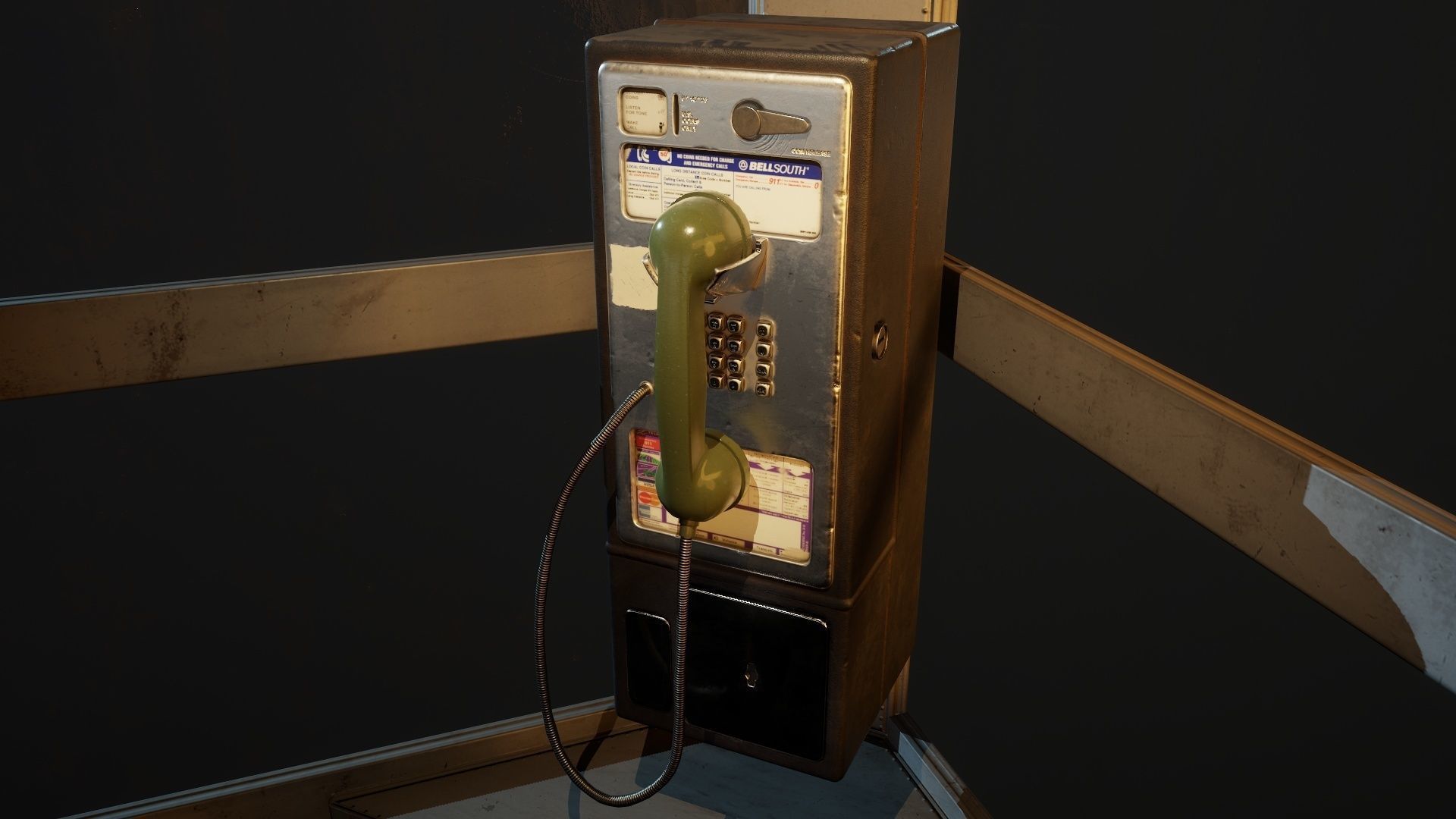 US Phone Booth Low-poly 3D model_2